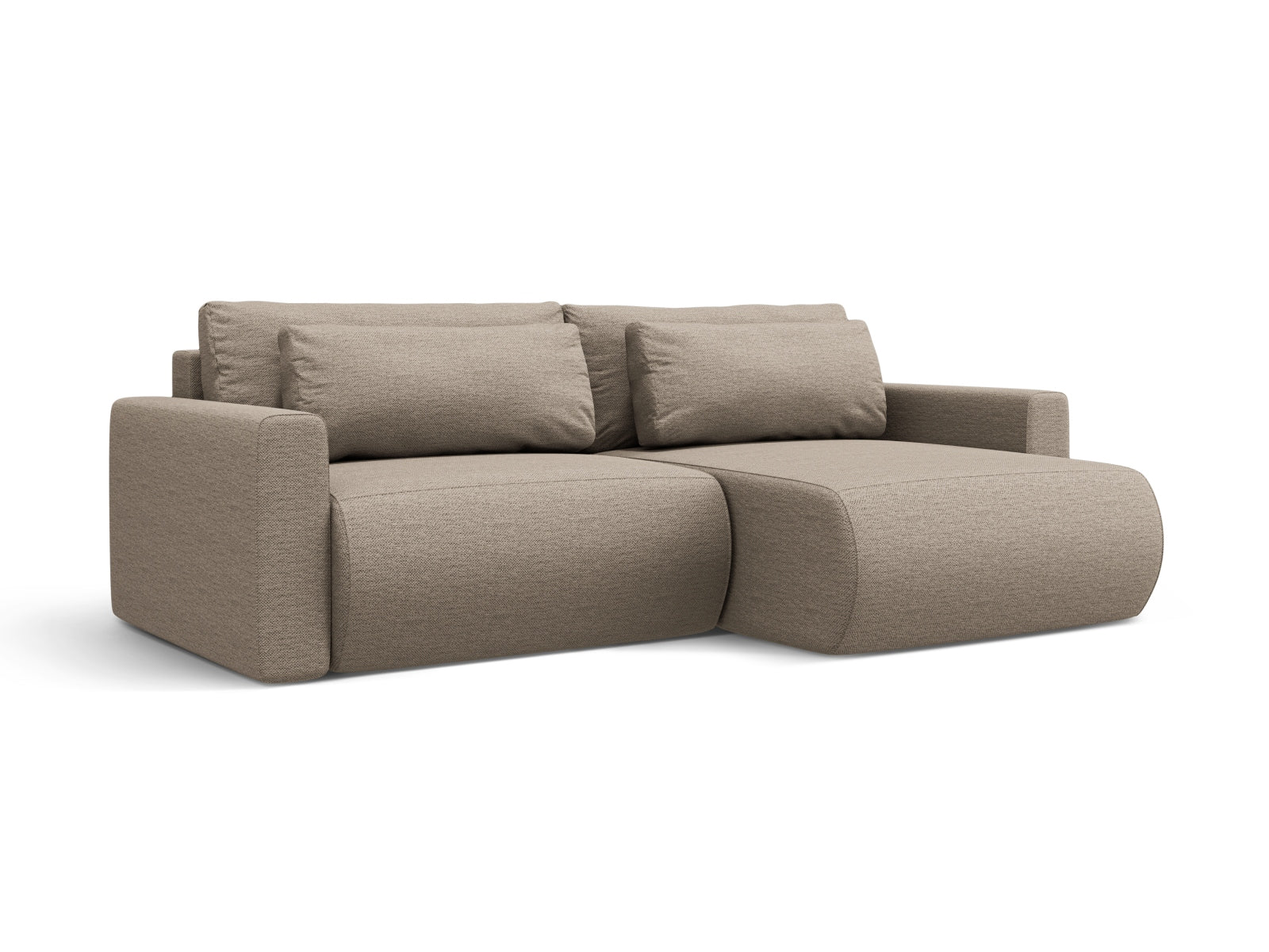 Stylisches Belfast Ecksofa in Dark Beige-Heritage, 3-Sitzer mit Schlaffunktion und Stauraum, ideal für moderne Wohnräume.