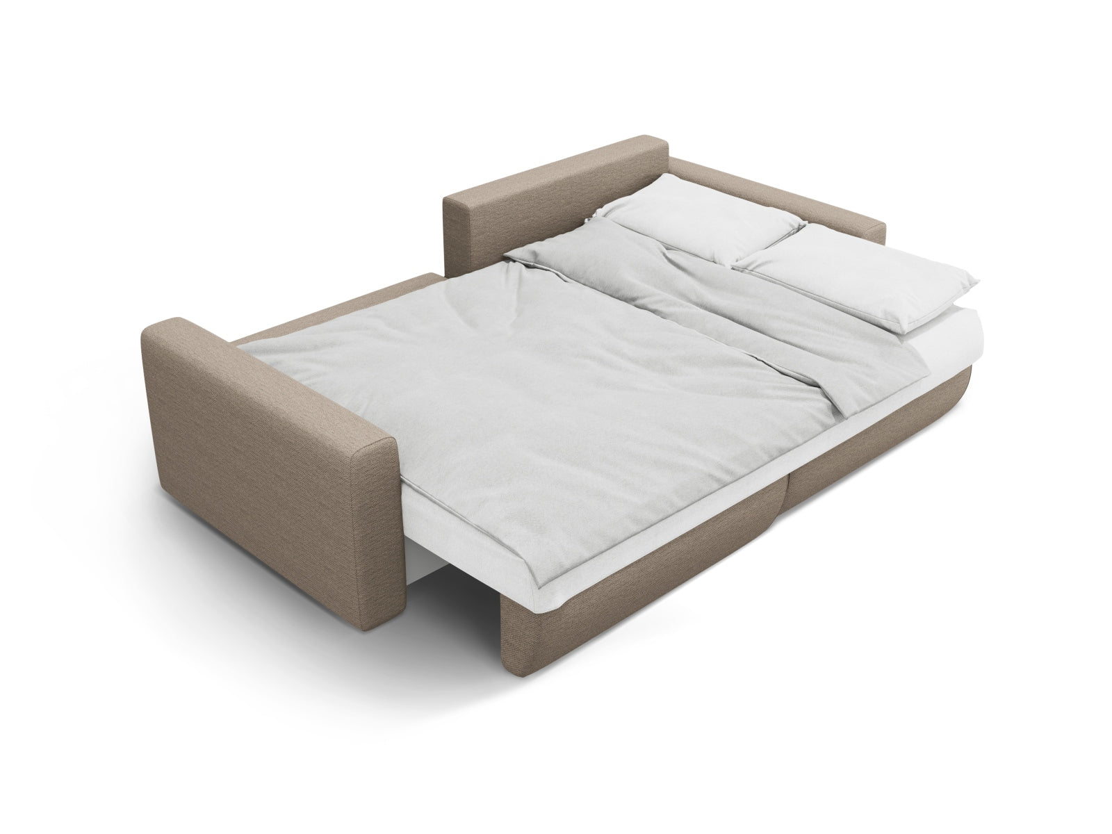 Modernes Ecksofa Belfast in Dunkelbeige, 3-Sitzer mit cleverer Schlaffunktion und Stauraum für zusätzlichen Komfort und Flexibilität.