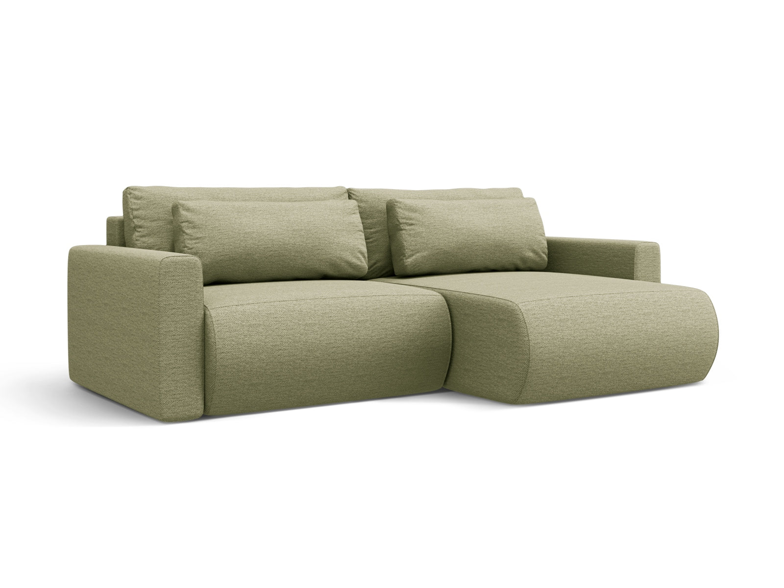 Elegantes Belfast Ecksofa in Olive-Heritage mit Schlaffunktion und Stauraum, ideal für stilvolle Wohnräume. L-Sofa links von Cosmopolitan Design.