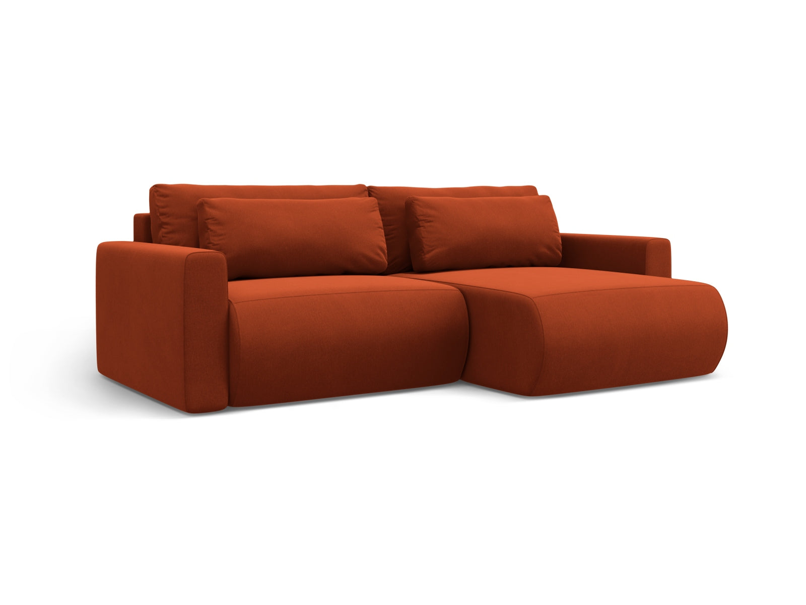 Modernes L-Sofa Belfast in Auburn-Magic Velvet, 3-Sitzer mit praktischer Schlaffunktion und integriertem Stauraum für vielseitige Nutzung.