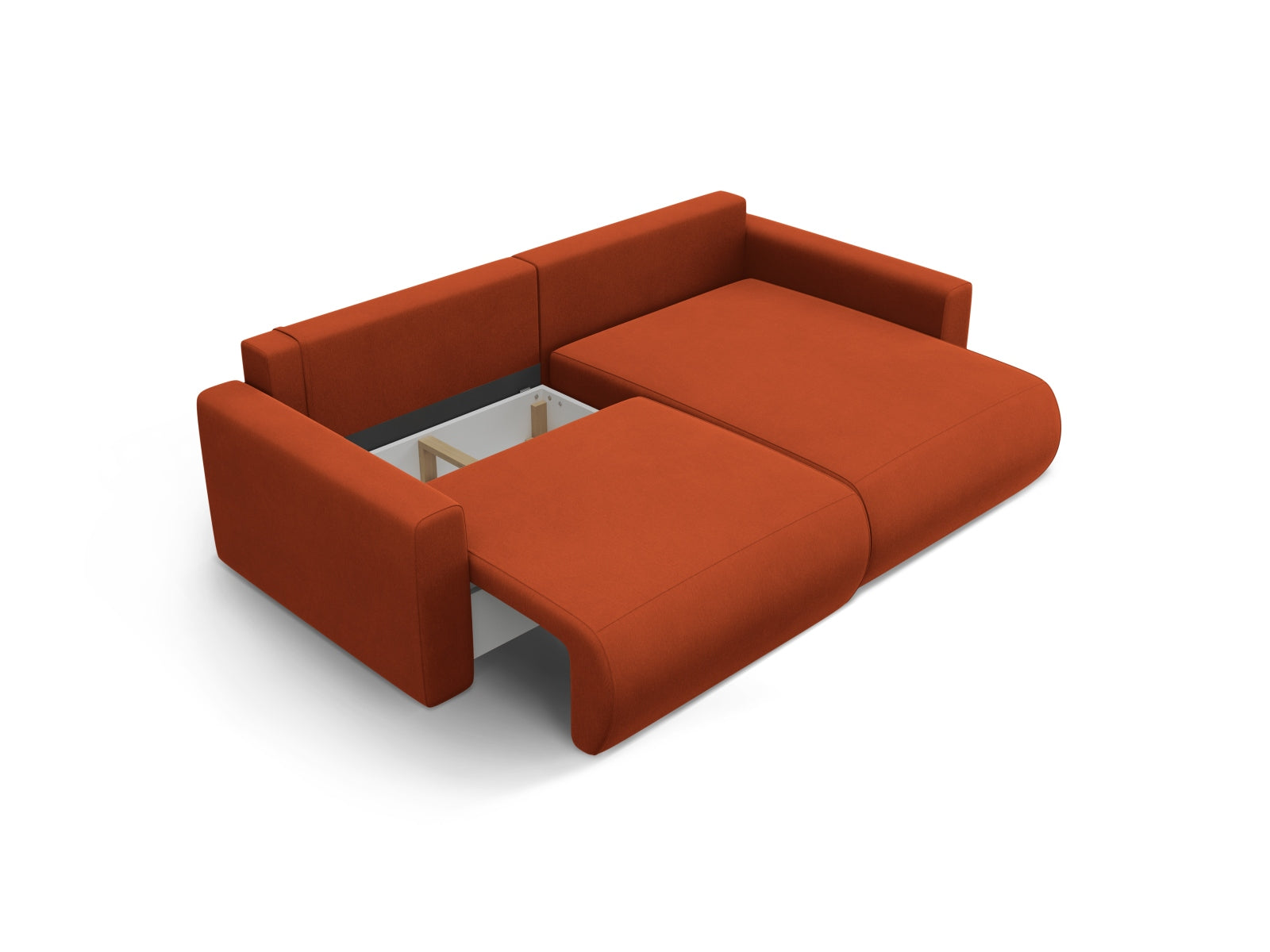 Modernes L-Sofa Belfast in Auburn-Magic Velvet, 3-Sitzer mit praktischer Schlaffunktion und integriertem Stauraum für stilvolle Wohnlösungen.