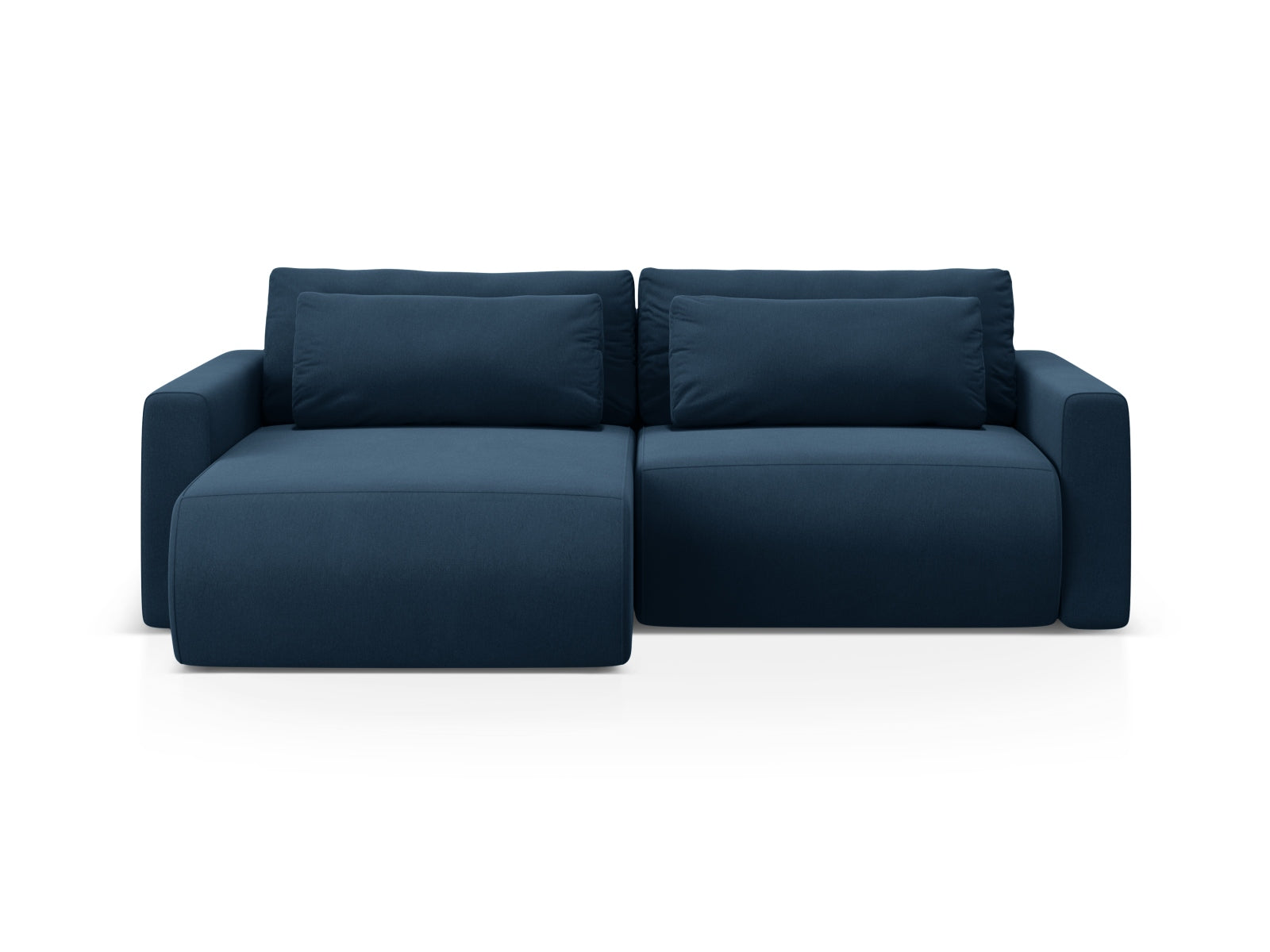 Belfast Ecksofa mit Schlaffunktion und Stauraum 3 Sitzer in Royal Blue-Magic Velvet präsentiert im Onlineshop von KAQTU Design AG. L-Sofa links ist von Cosmopolitan Design