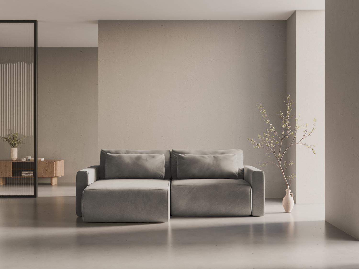 Entdecken Sie das elegante Belfast Ecksofa von Cosmopolitan Design – ein praktisches 3-Sitzer Sofa mit Schlaffunktion und integriertem Stauraum für maximalen Komfort.