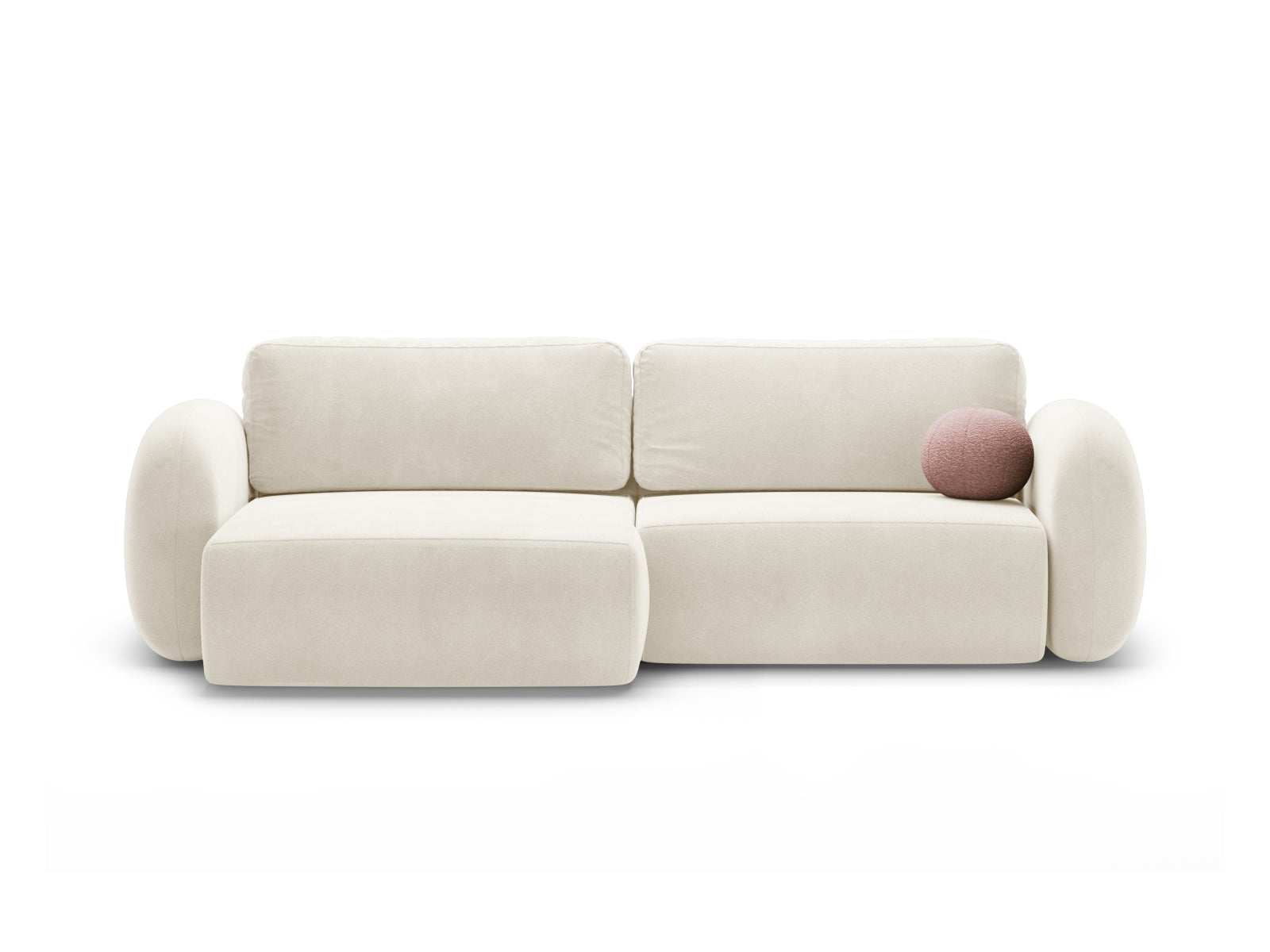 Tonale Ecksofa mit Schlaffunktion und Stauraum 4 Sitzer in Ivory-Magic Velvet präsentiert im Onlineshop von KAQTU Design AG. L-Sofa links ist von Cosmopolitan Design
