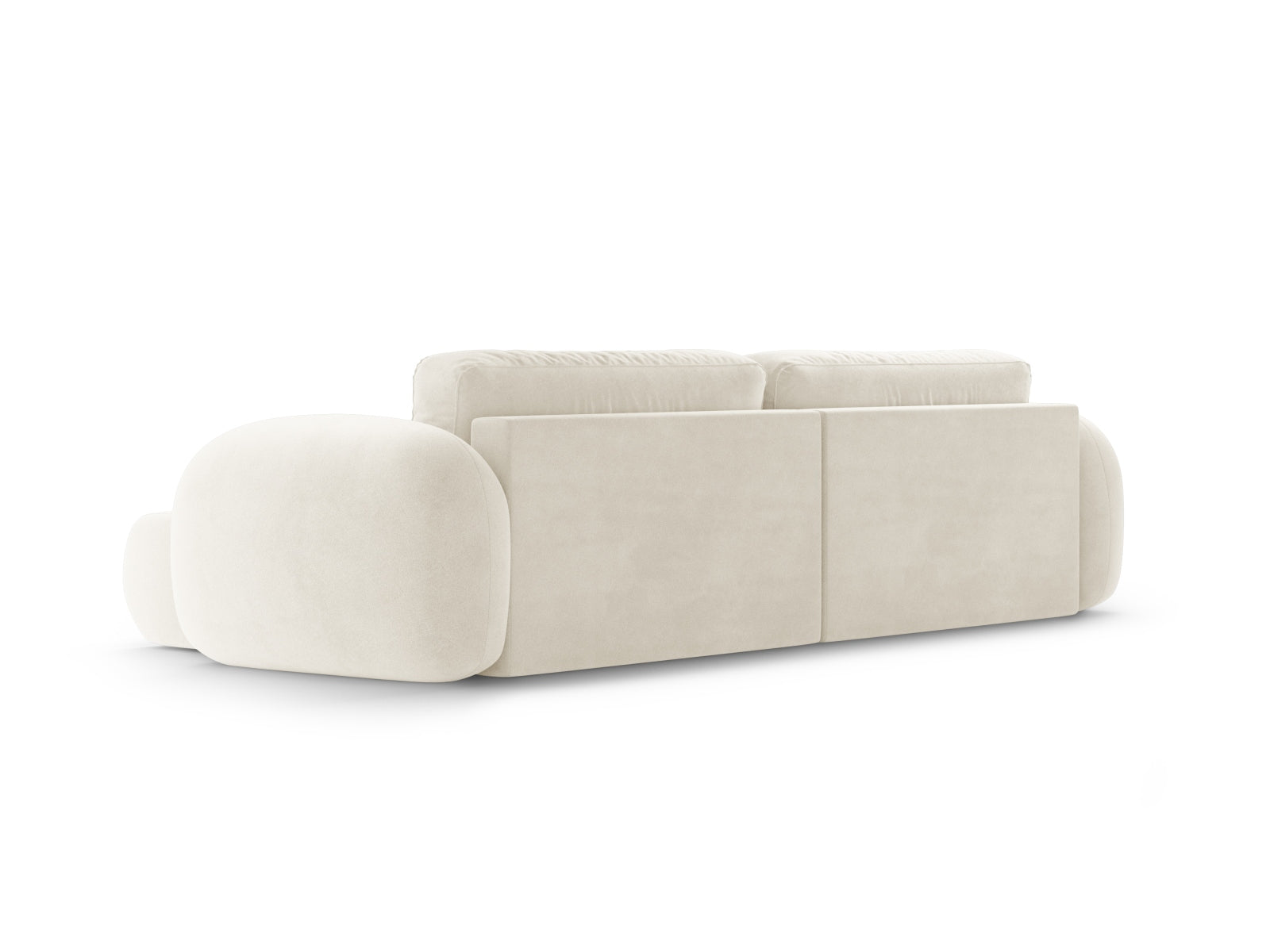 Modernes Tonale Ecksofa in Ivory-Magic Velvet, 4-Sitzer mit praktischer Schlaffunktion und Stauraum für zusätzlichen Komfort und Stil.