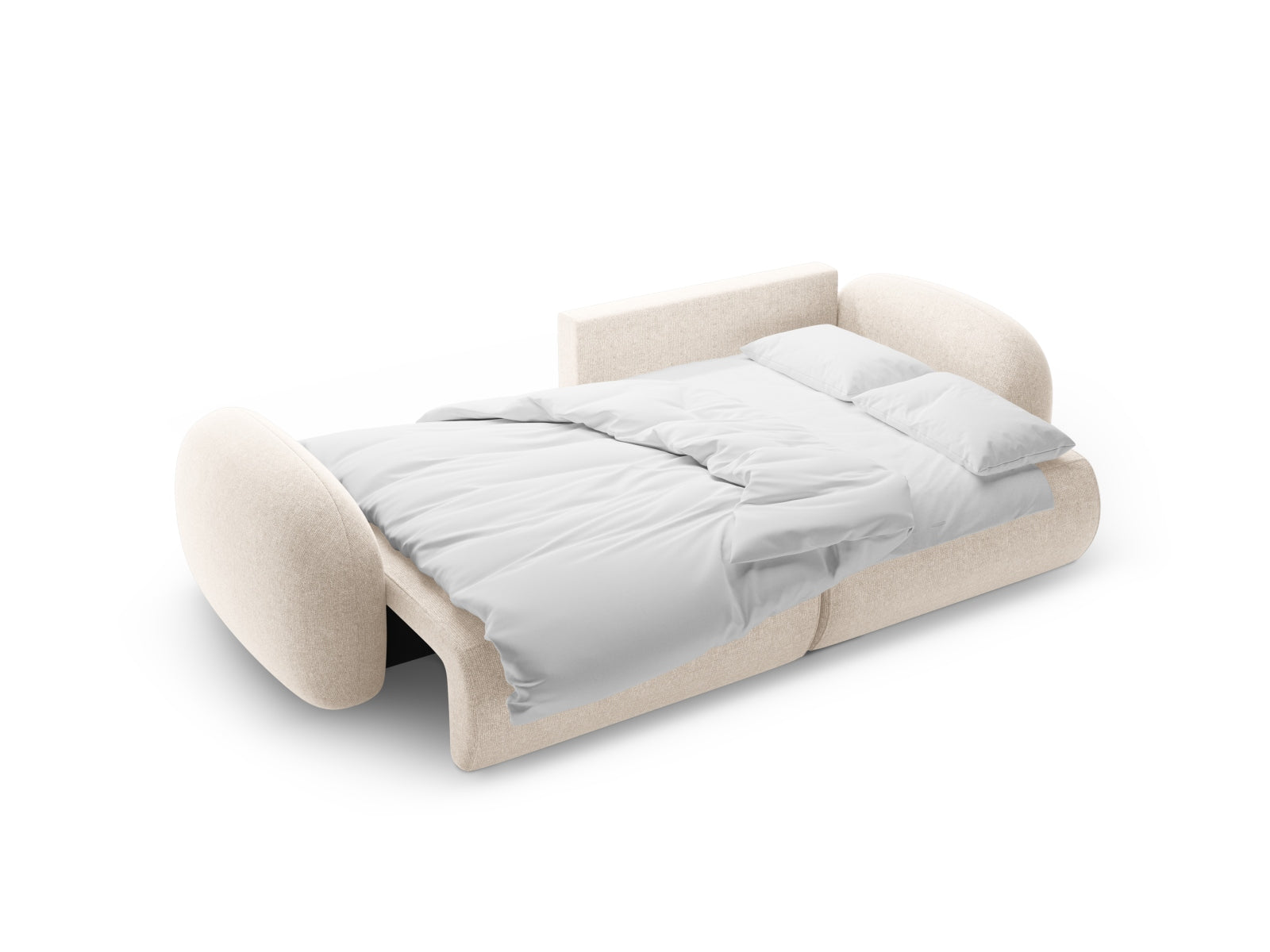 Elegantes Tonale Ecksofa in sanftem Beige, 4-Sitzer mit cleverer Schlaffunktion und integriertem Stauraum, ideal für stilvolle Wohnräume.