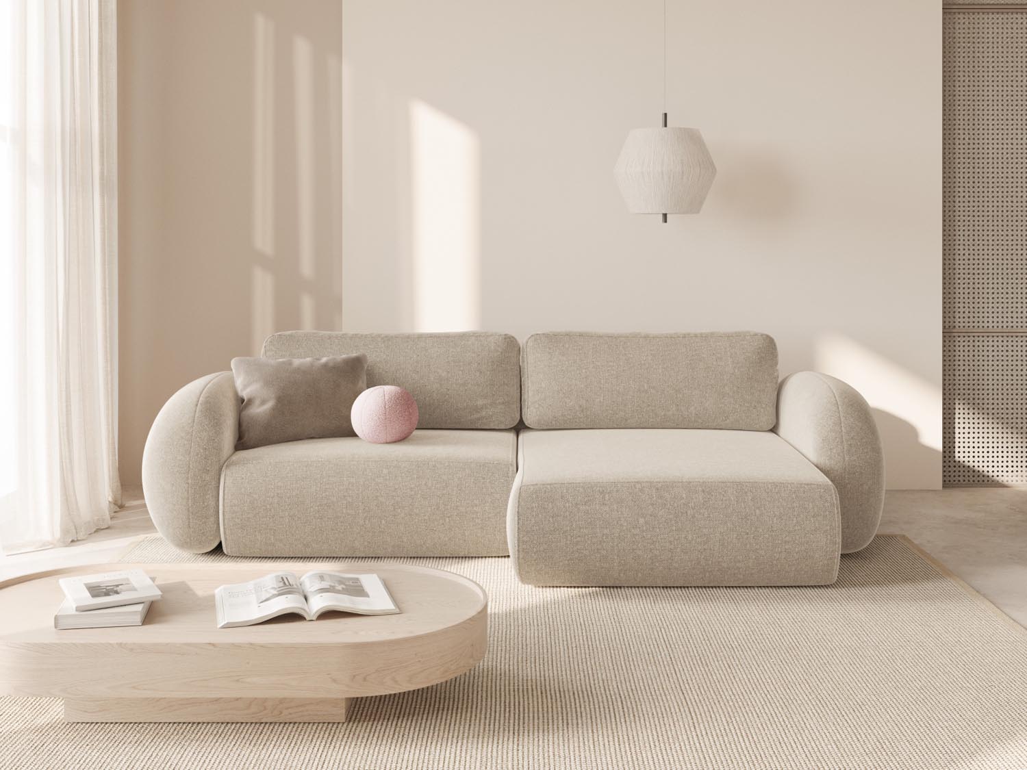 Entdecken Sie das elegante Tonale Ecksofa von Cosmopolitan Design – ein 4-Sitzer mit praktischer Schlaffunktion und grosszügigem Stauraum für Ihr modernes Zuhause.