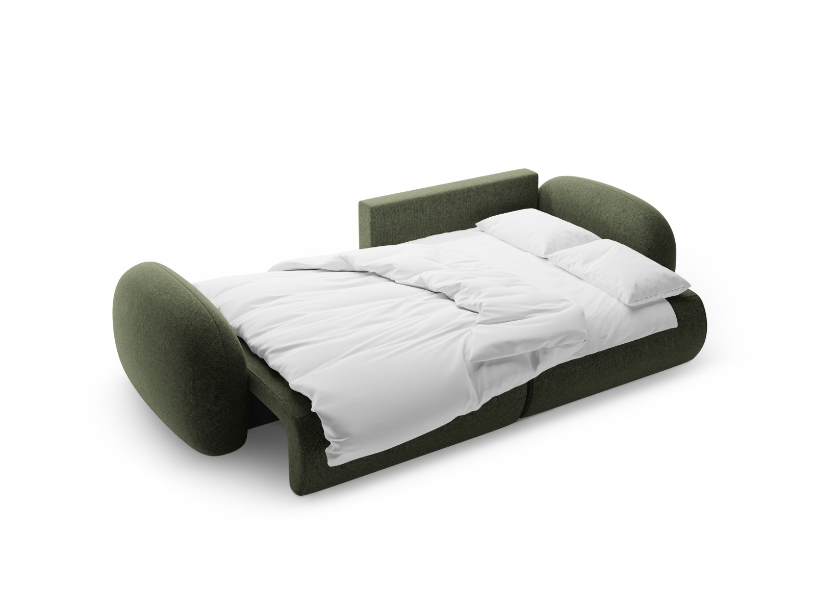Elegantes L-Sofa in sanftem Grün, 4-Sitzer mit Schlaffunktion und Stauraum, ideal für stilvolle und funktionale Wohnräume.