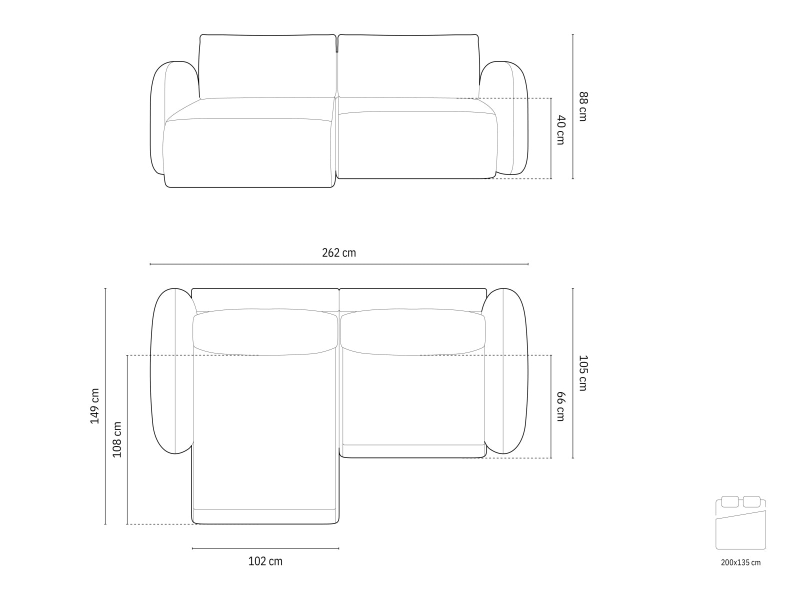 Stylisches L-Sofa Tonale in linker Ausführung, 4-Sitzer mit praktischer Schlaffunktion und integriertem Stauraum für optimalen Komfort.