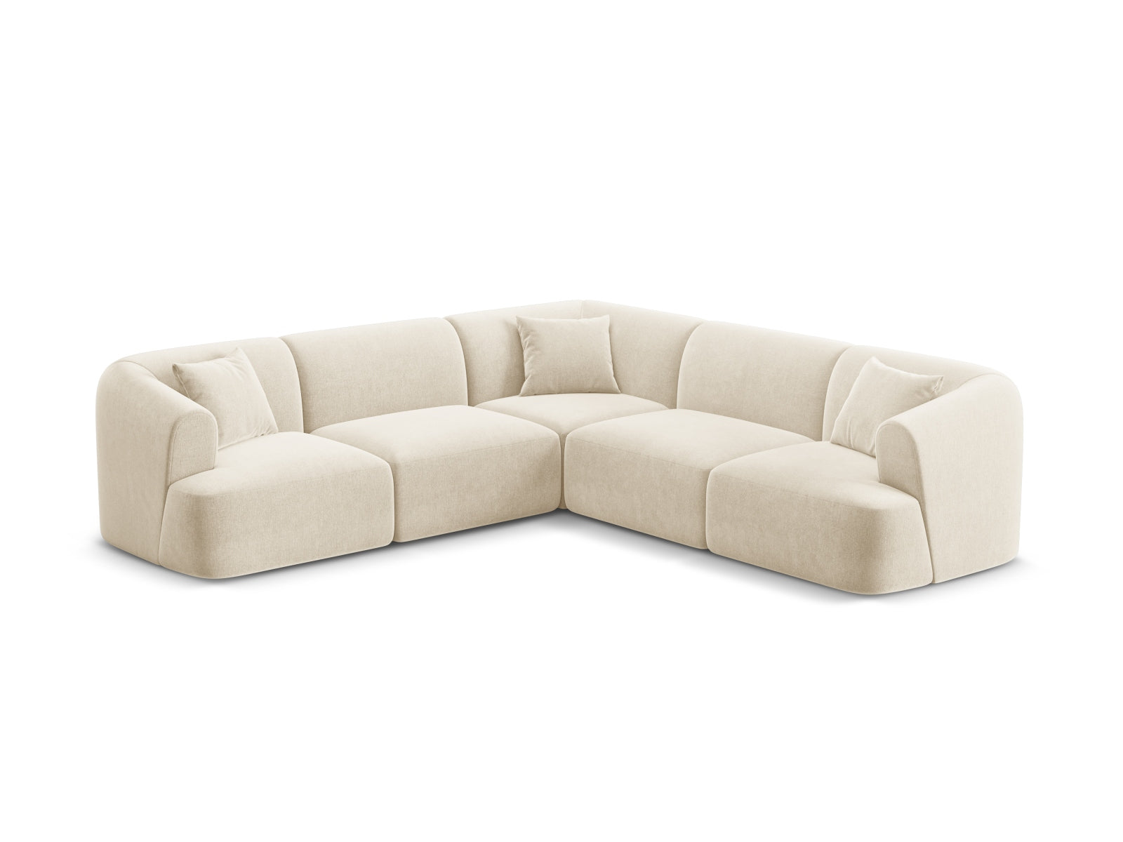 Elegantes 6-Sitzer Ecksofa Symmetric Campi in sanftem Light Beige-Vogue, ideal für stilvolle Wohnräume, präsentiert von Cosmopolitan Design.
