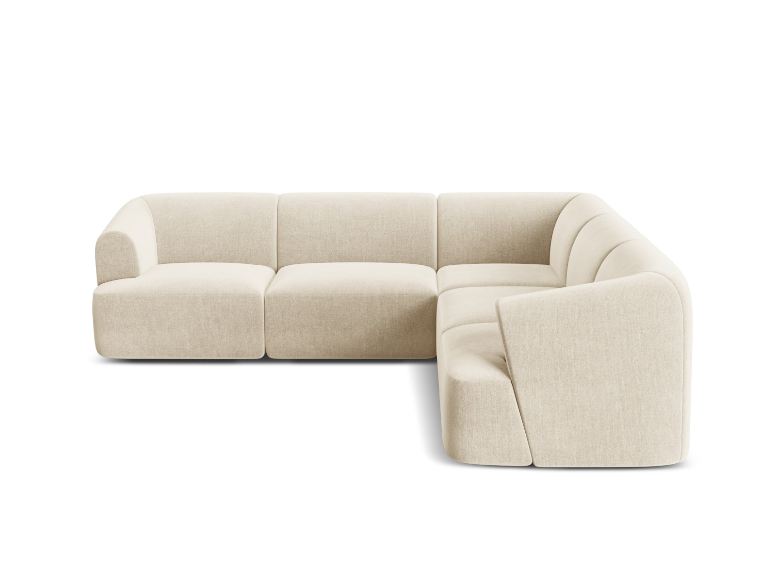 Elegantes 6-Sitzer Ecksofa Symmetric Campi in sanftem Beige, ideal für stilvolle Wohnräume und gesellige Abende, von Cosmopolitan Design.