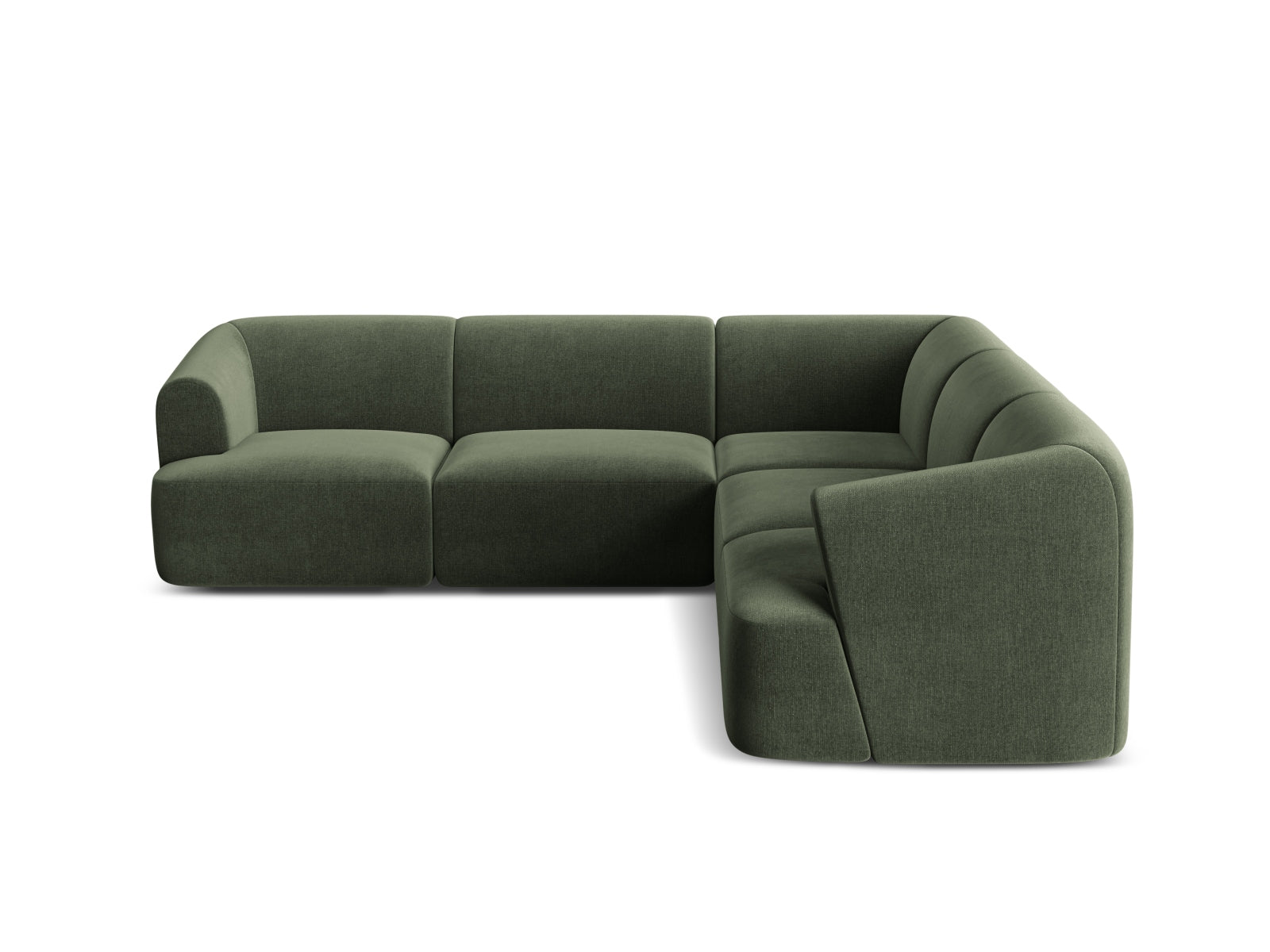Elegantes 6-Sitzer Ecksofa Symmetric Campi in modernem Grün, ideal für gemütliche und stilvolle Wohnräume.