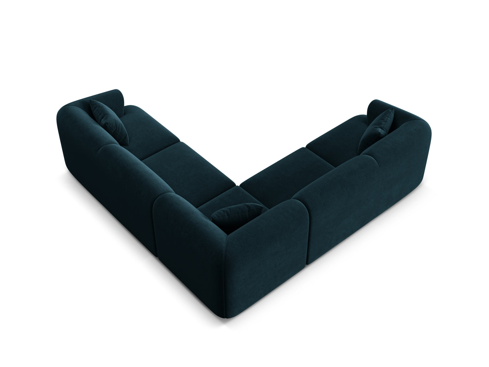 Modulares 6-Sitzer Ecksofa Symmetric Campi in modernem Petrol, perfekt für entspannte Stunden und stilvolle Einrichtung.