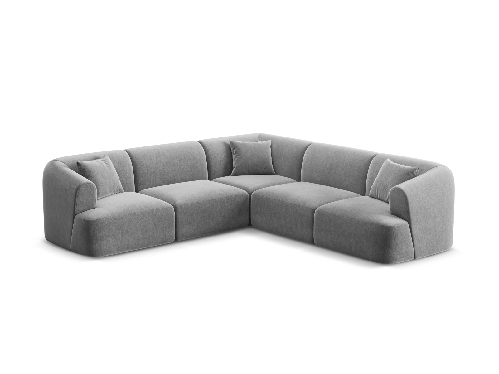 Elegantes 6-Sitzer Ecksofa Symmetric Campi in stilvollem Grau, ideal für moderne Wohnräume, von Cosmopolitan Design.