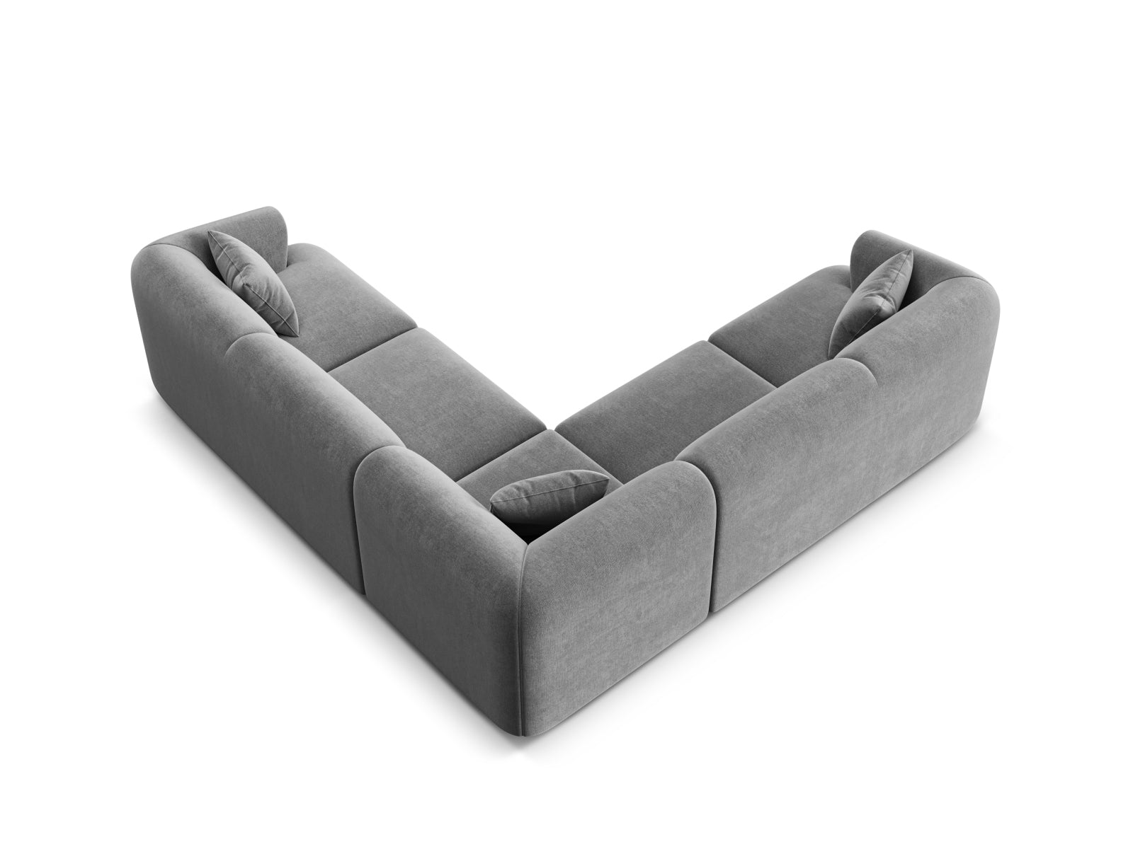 Modulares 6-Sitzer Ecksofa Symmetric Campi in zeitgemäßem Grau, perfekt für entspannte Stunden und modernes Wohndesign von Cosmopolitan Design.