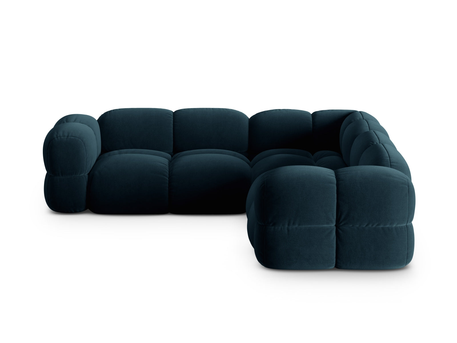 Gemütliches Loretto Velour Ecksofa in luxuriösem Petrol, perfekt für entspannte Abende und stilvolle Einrichtungsideen.