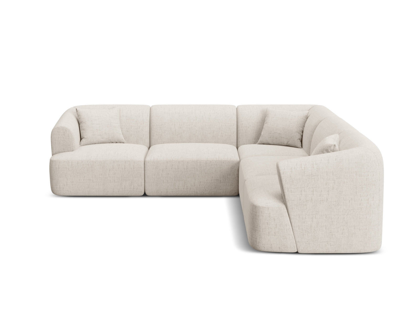 Modulares 6-Sitzer Ecksofa Campi in elegantem Light Beige-Moly, ideal für stilvolle Wohnräume, erhältlich bei KAQTU Design AG.