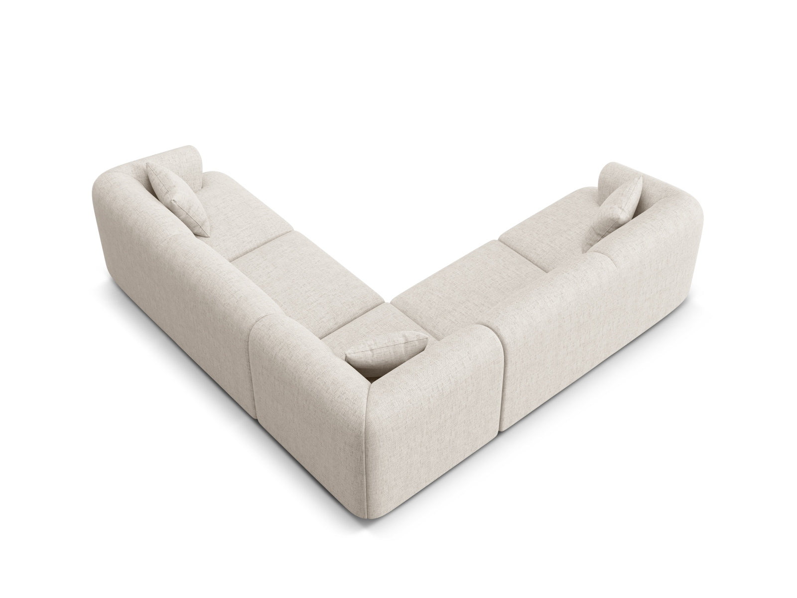 Elegantes, symmetrisches 6-Sitzer Ecksofa Campi in sanftem Beige, perfekt für moderne Wohnräume und gesellige Zusammenkünfte.