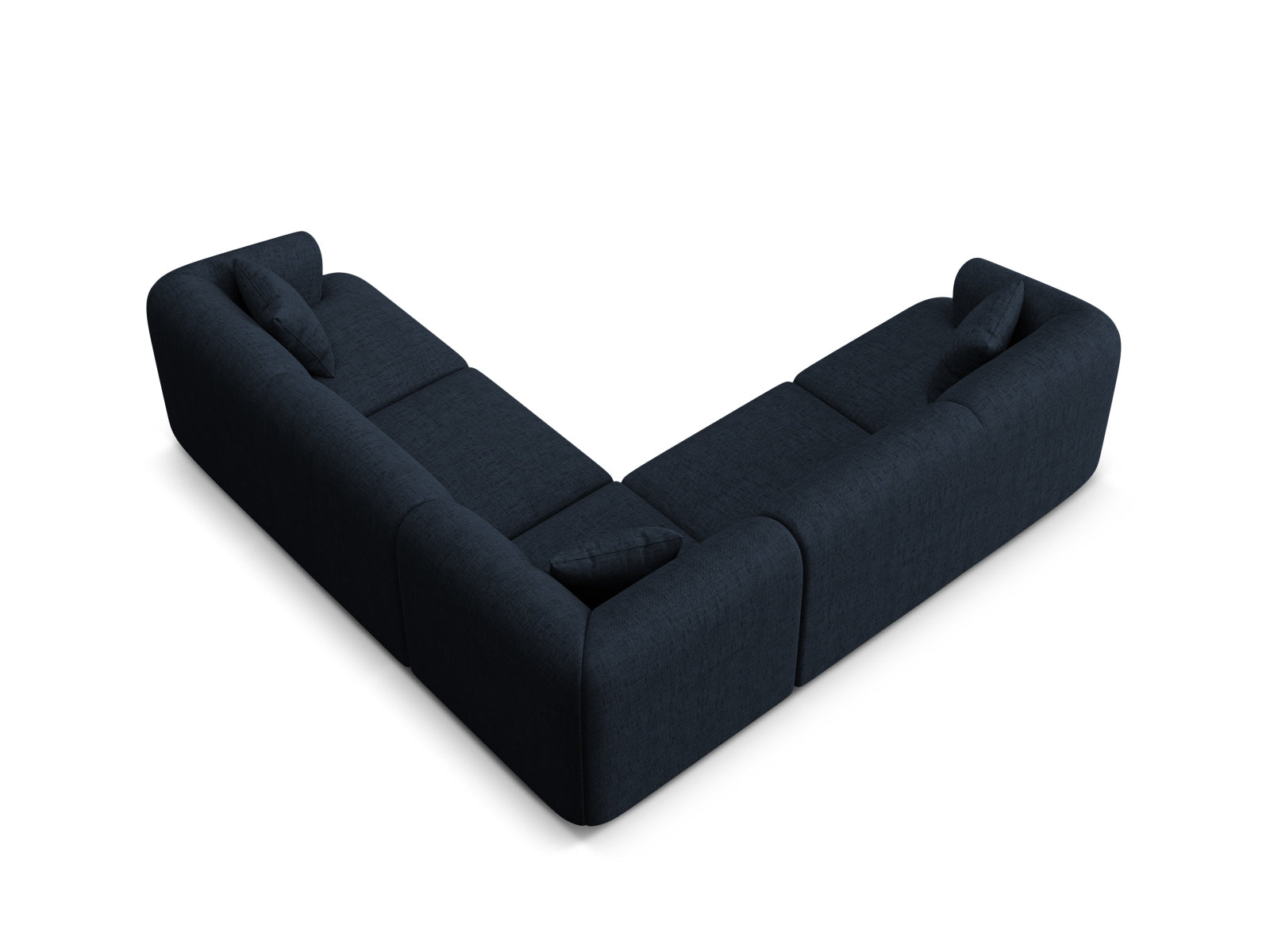 Elegantes 6-Sitzer Ecksofa Campi in Royal Blue-Moly, perfekt für stilvolle Wohnzimmer und gesellige Abende mit Freunden.