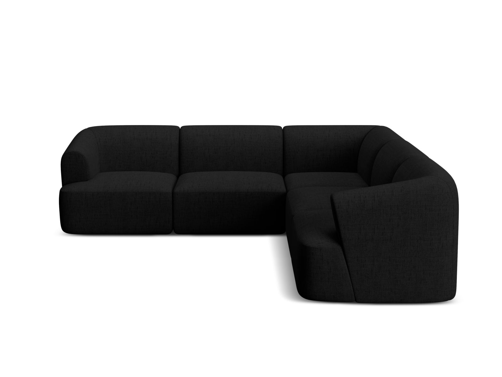 Modulares 6-Sitzer Ecksofa Campi in stilvollem Schwarz, ideal für zeitgemäße Wohnräume, entworfen von Cosmopolitan Design.