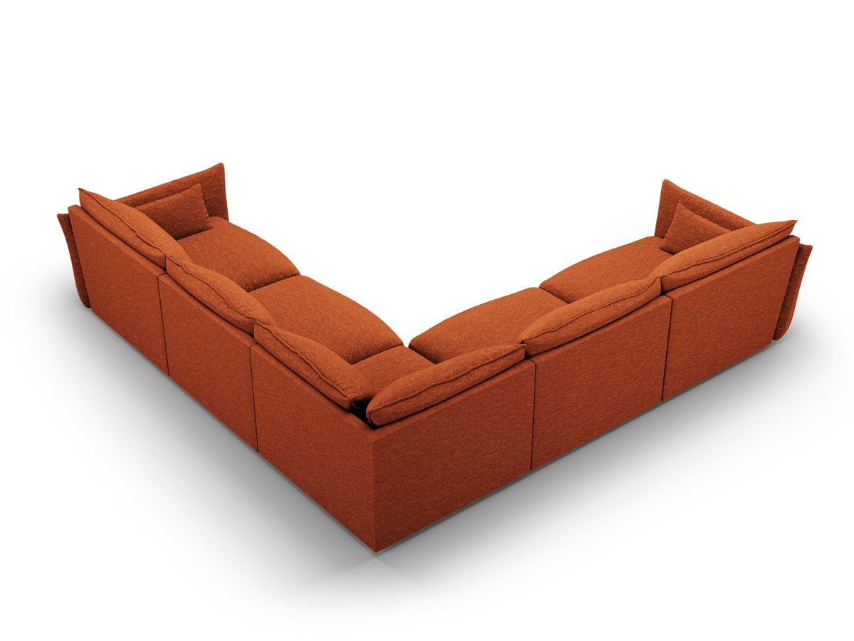 Ecksofa 7-Sitzer Symmetric Matera mit Stoffbezug und schwarzen Kunststoffbeinen