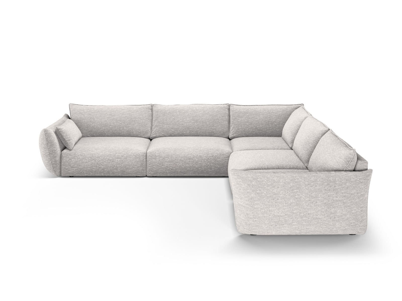 Modernes 7-Sitzer Ecksofa Symmetric Matera in hellem Grau, ideal für stilvolle Wohnräume, präsentiert von Cosmopolitan Design.