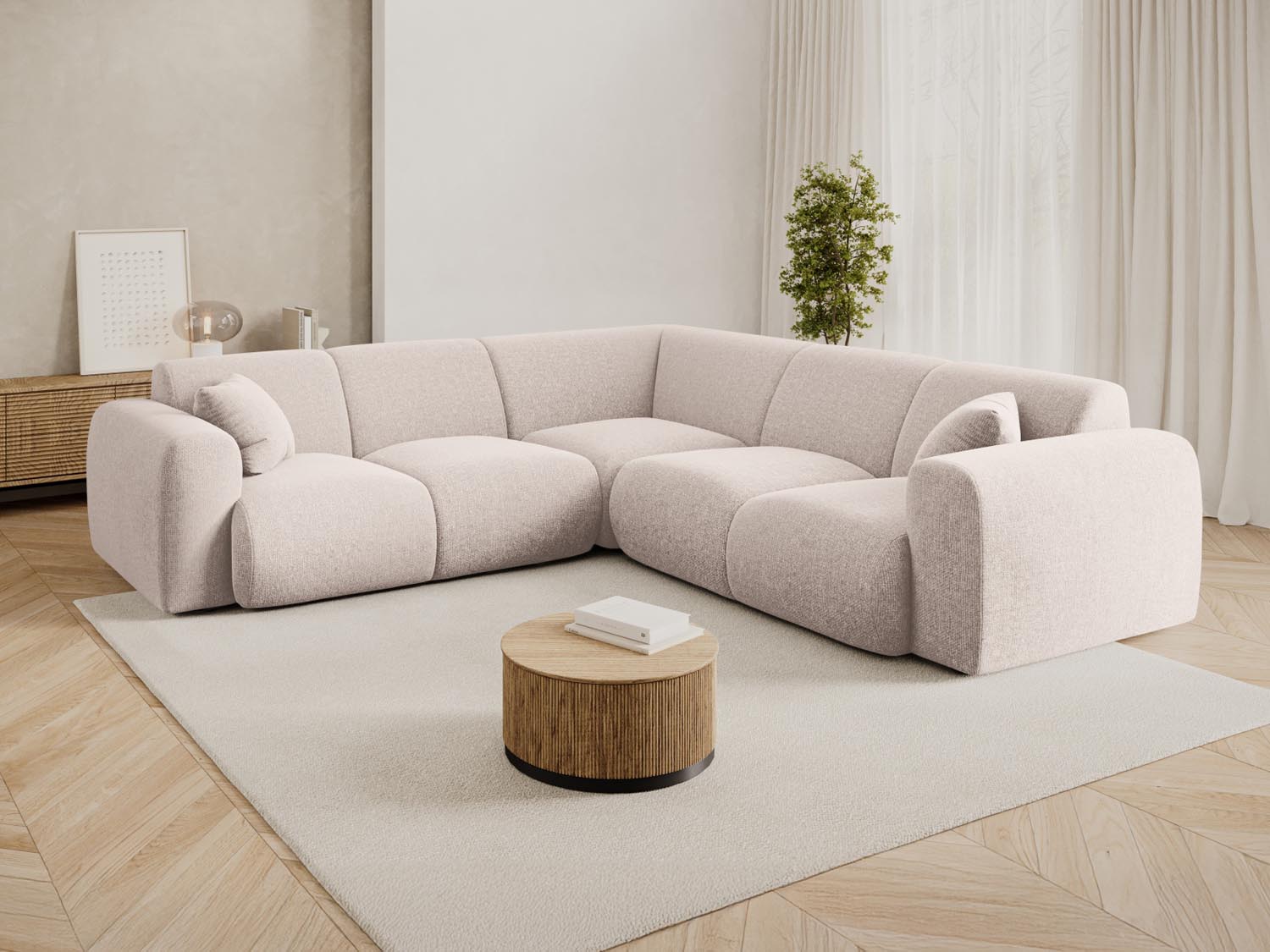 Entdecken Sie das Nolio Symmetrical Ecksofa 5 Sitzer (252cm) von Cosmopolitan Design – elegantes Design, optimaler Sitzkomfort und perfekt für Ihr modernes Wohnzimmer.