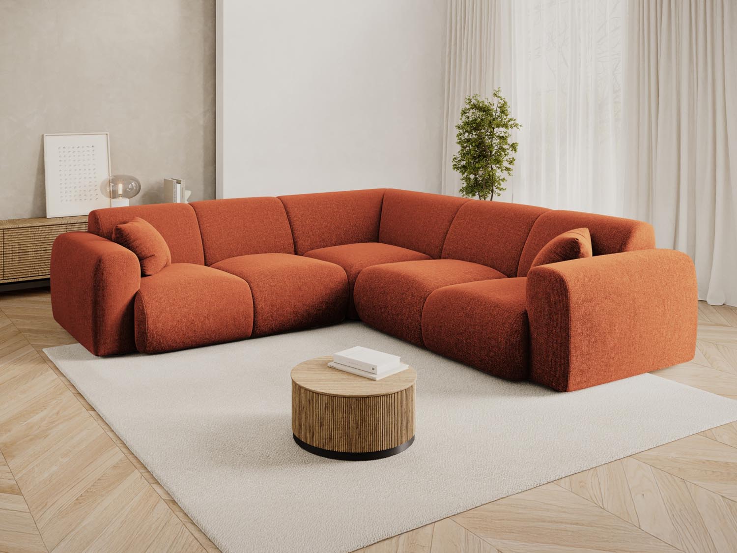 Entdecken Sie das Nolio Symmetrical Ecksofa 5 Sitzer (252cm) von Cosmopolitan Design – modernes Design, optimaler Sitzkomfort und perfekt für Ihr Wohnzimmer.