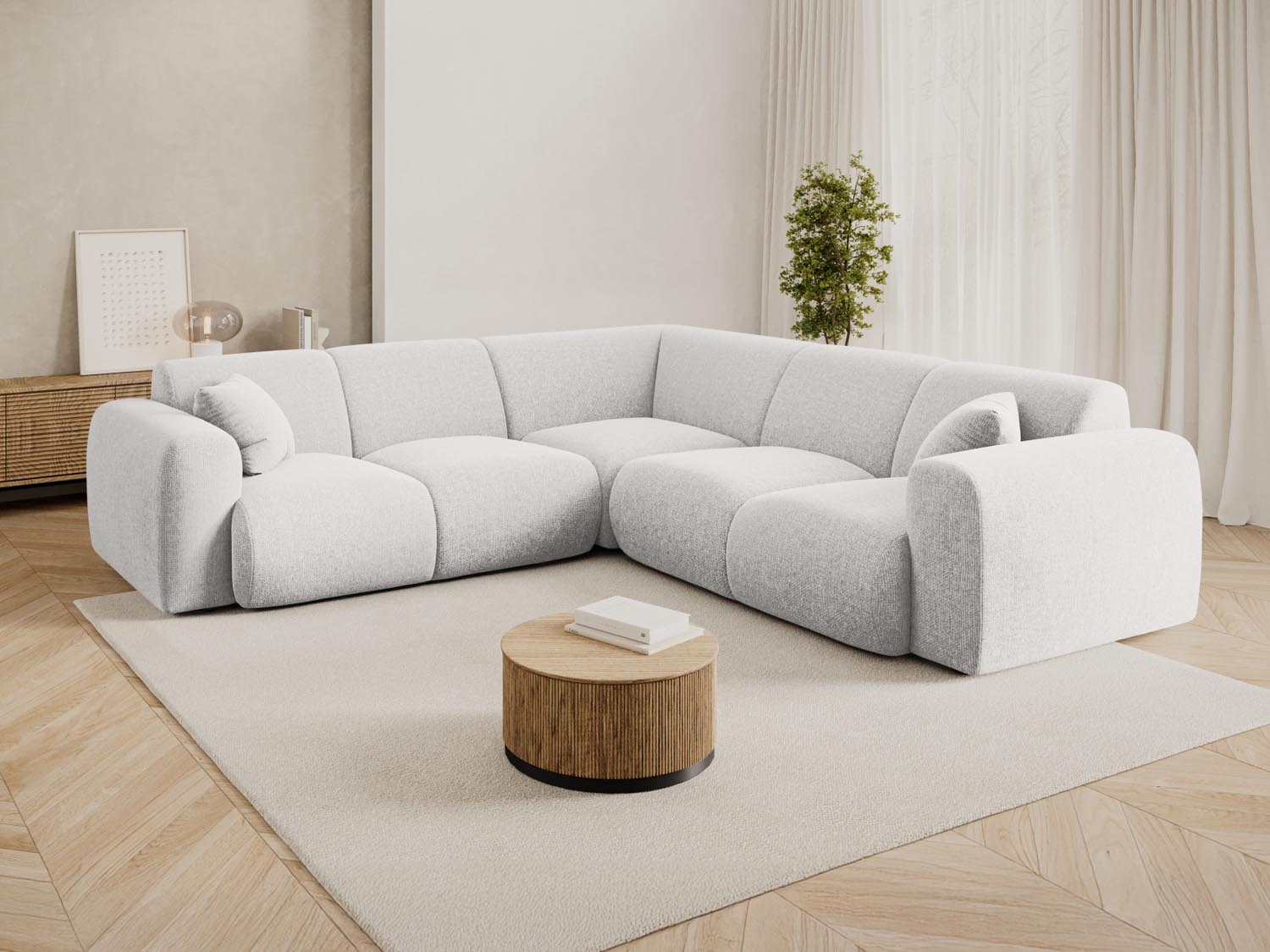 Entdecken Sie das Nolio Symmetrical Ecksofa 5 Sitzer (252cm) von Cosmopolitan Design – modernes Design, optimaler Sitzkomfort und perfekt für Ihr Wohnzimmer.