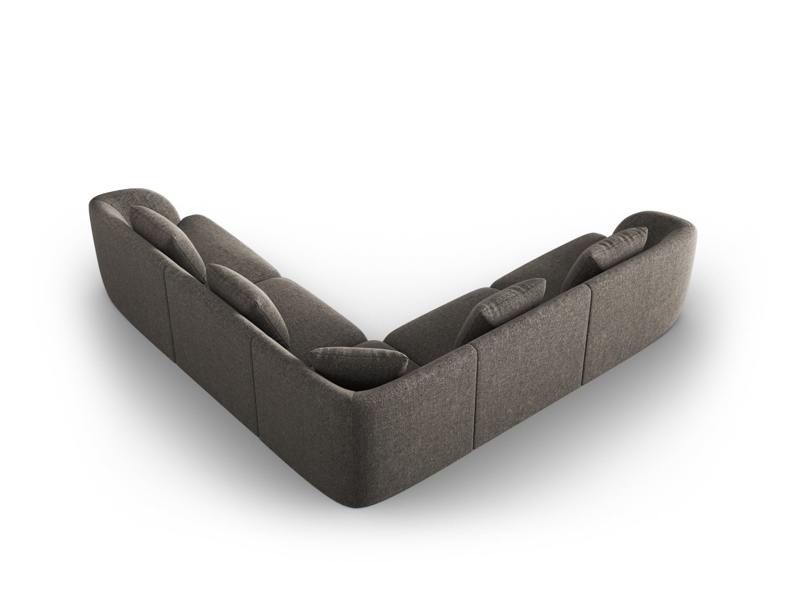 Elegantes, graues Ecksofa Tulum, 5-Sitzer, reversible, 255 cm, ideal für stilvolle Wohnräume von Cosmopolitan Design.