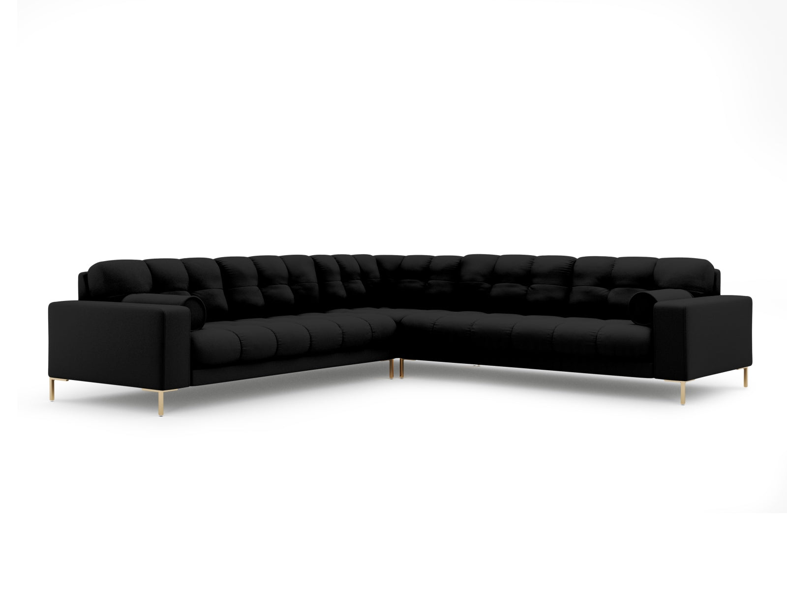 Elegantes 6-Sitzer Ecksofa Symmetric Bali in stilvollem Schwarz und Neve, ideal für moderne Wohnräume.