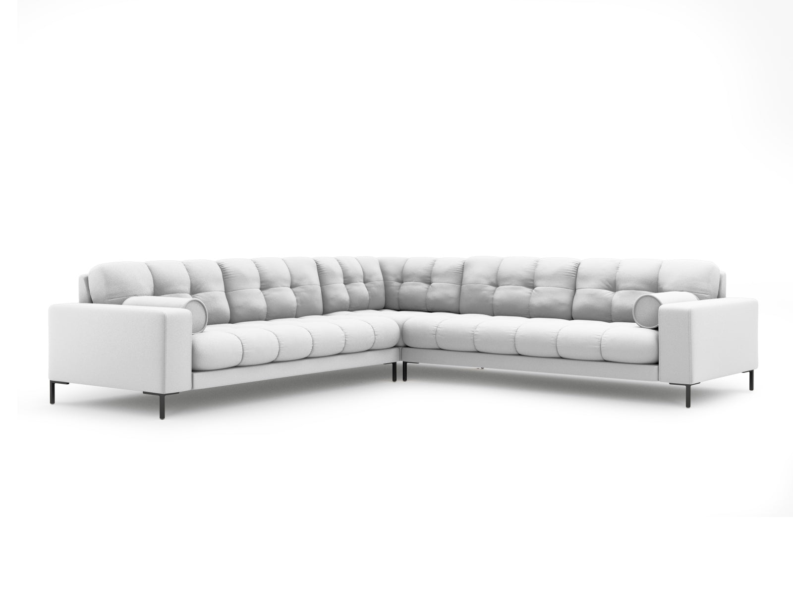 Elegantes 6-Sitzer Ecksofa Symmetric Bali in stilvollem Grau, ideal für gemütliche Zusammenkünfte und stilvolle Einrichtung.