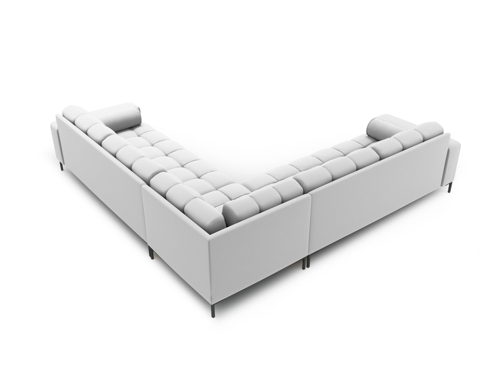 Elegantes 6-Sitzer Ecksofa Symmetric Bali in stilvollem Grau, ideal für gesellige Runden und stilvolle Einrichtung.