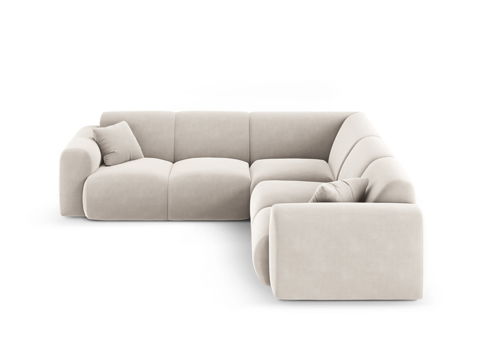 Nolio Velour Symmetrical Ecksofa 5 Sitzer 252cm in Light Beige präsentiert im Onlineshop von KAQTU Design AG. Ecksofa ist von Cosmopolitan Design