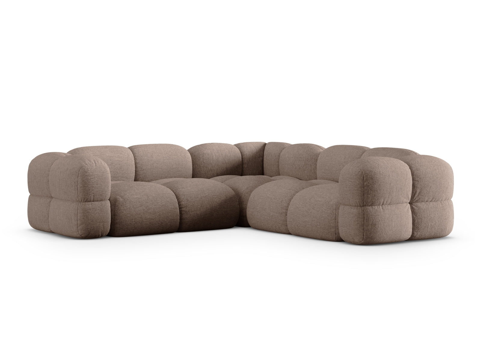 Elegantes Loretto Ecksofa in Cappuccino-Sorella, großzügig gestaltet für 4 Personen, ideal für stilvolle Wohnräume.