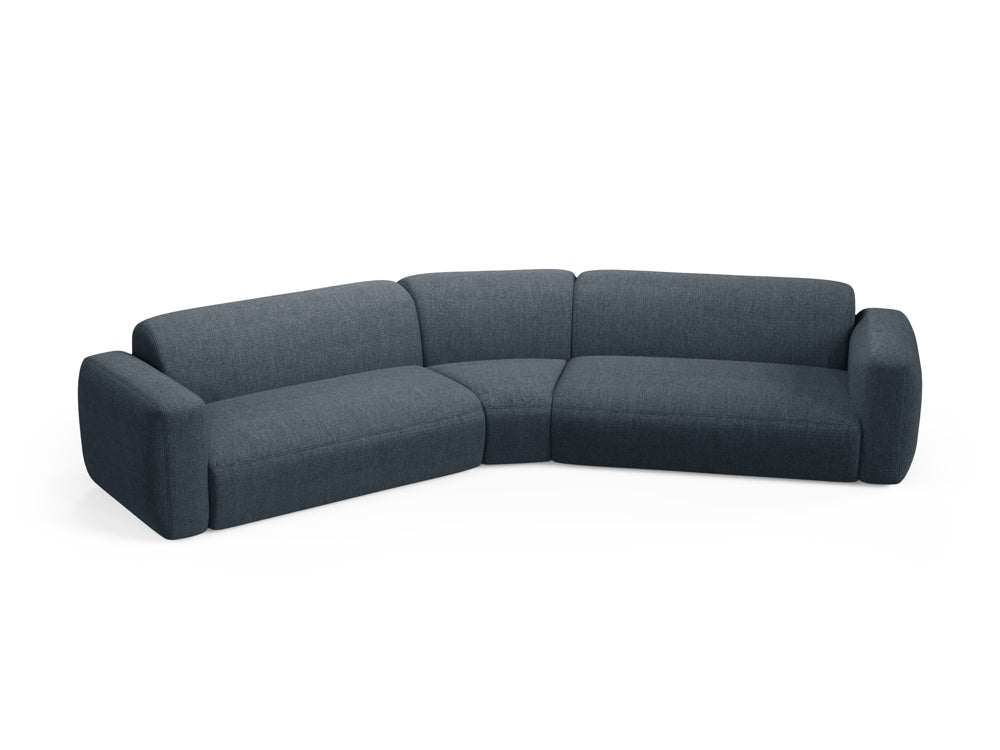Stylisches, symmetrisches Ecksofa in Dunkelblau, perfekt für zeitgemäße Interiors, angeboten von Cosmopolitan Design.