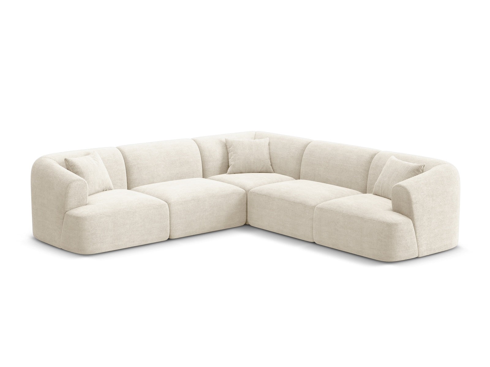 Modulares 6-Sitzer Ecksofa Campi in elegantem Ivory-Lincoln D, ideal für stilvolle Wohnräume, präsentiert von Cosmopolitan Design.
