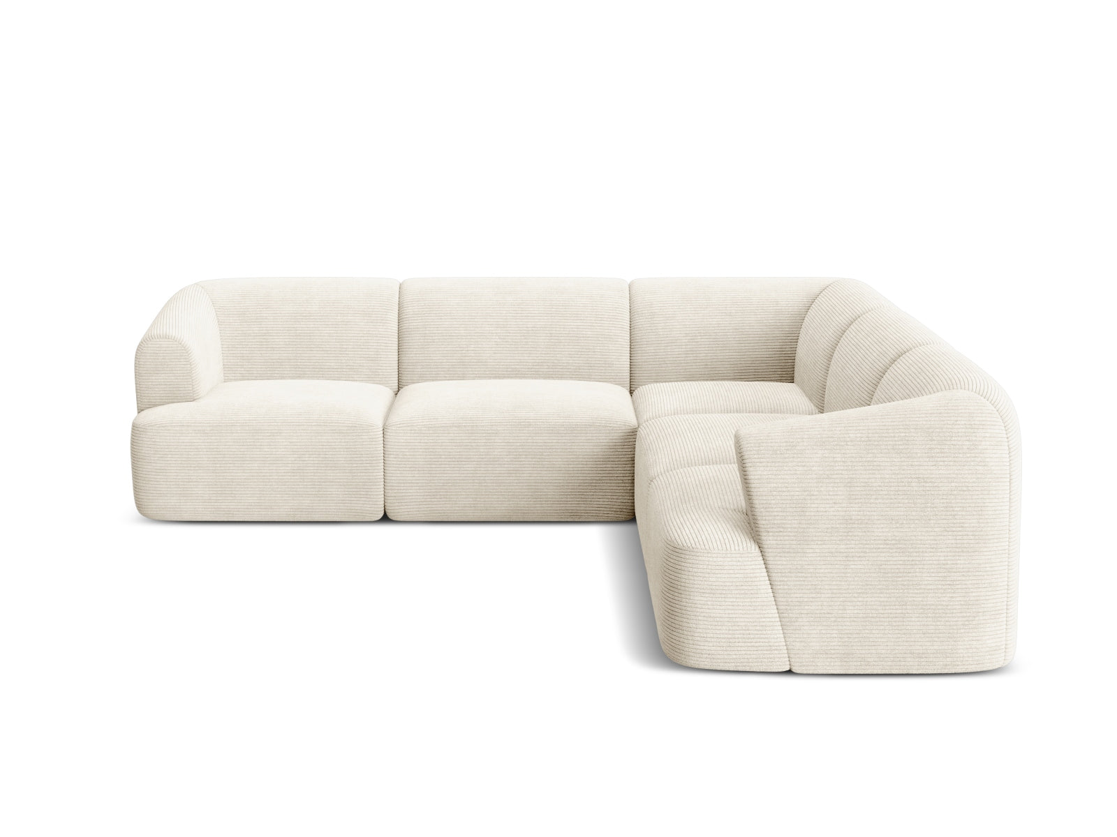 Modulares 6-Sitzer Ecksofa Campi in stilvollem Ivory-Lincoln D, ideal für zeitgemäße Wohnräume und gemütliche Zusammenkünfte.