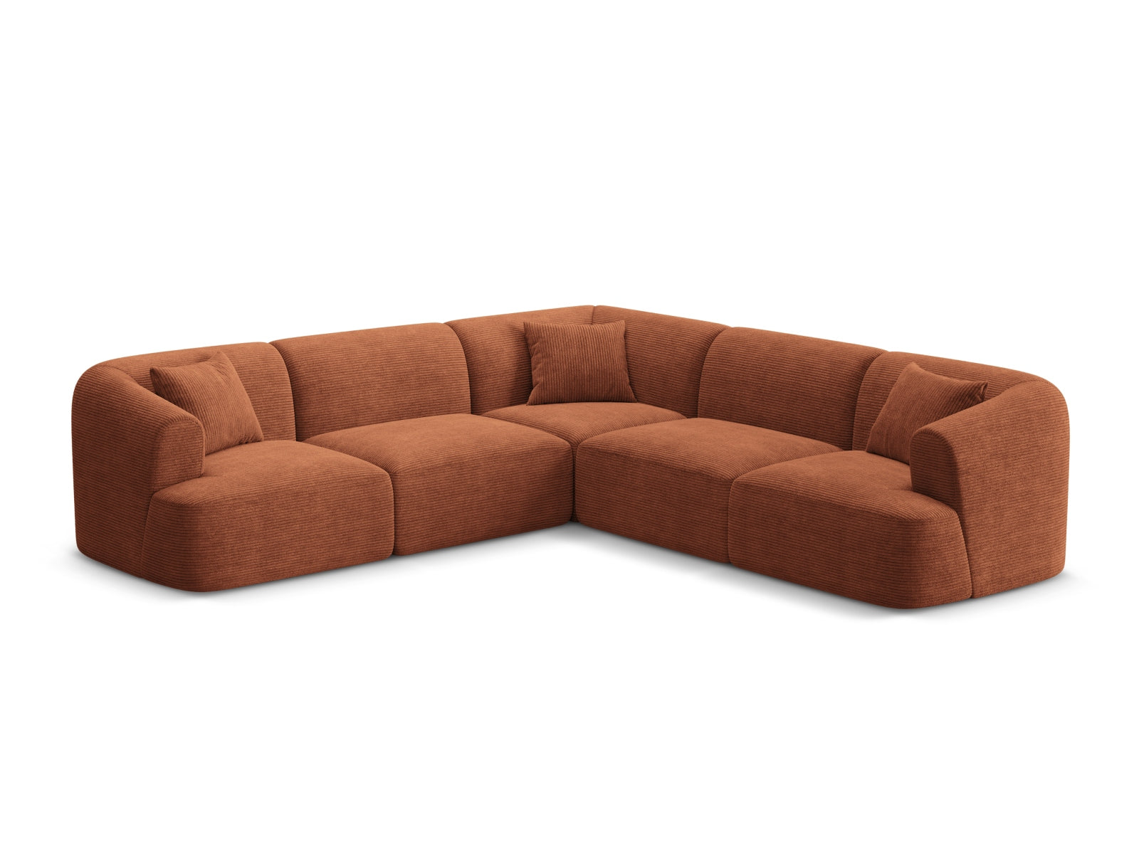Modulares 6-Sitzer Ecksofa Campi in stilvollem Terracotta-Lincoln D, ideal für moderne Wohnräume, erhältlich bei KAQTU Design AG.