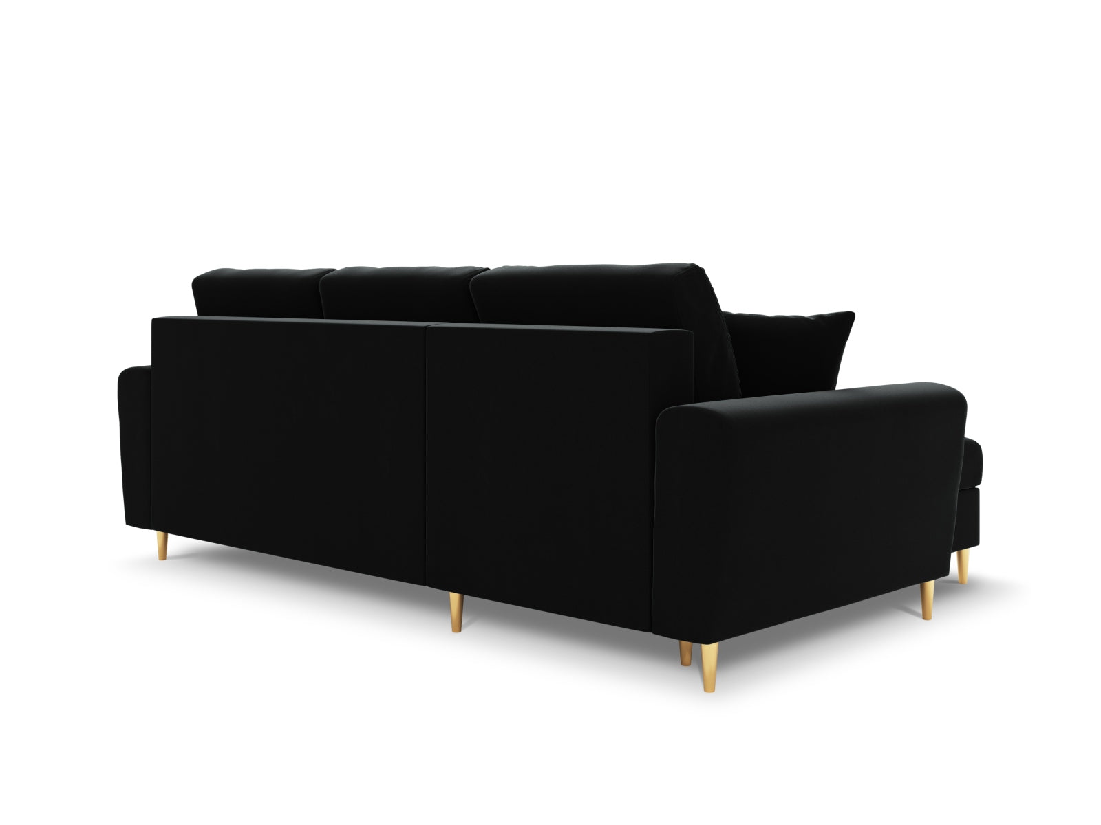 Stylisches Kyoto Ecksofa in Black-Riviera, 4-Sitzer mit Schlaffunktion und Stauraum, ideal für moderne Wohnräume.