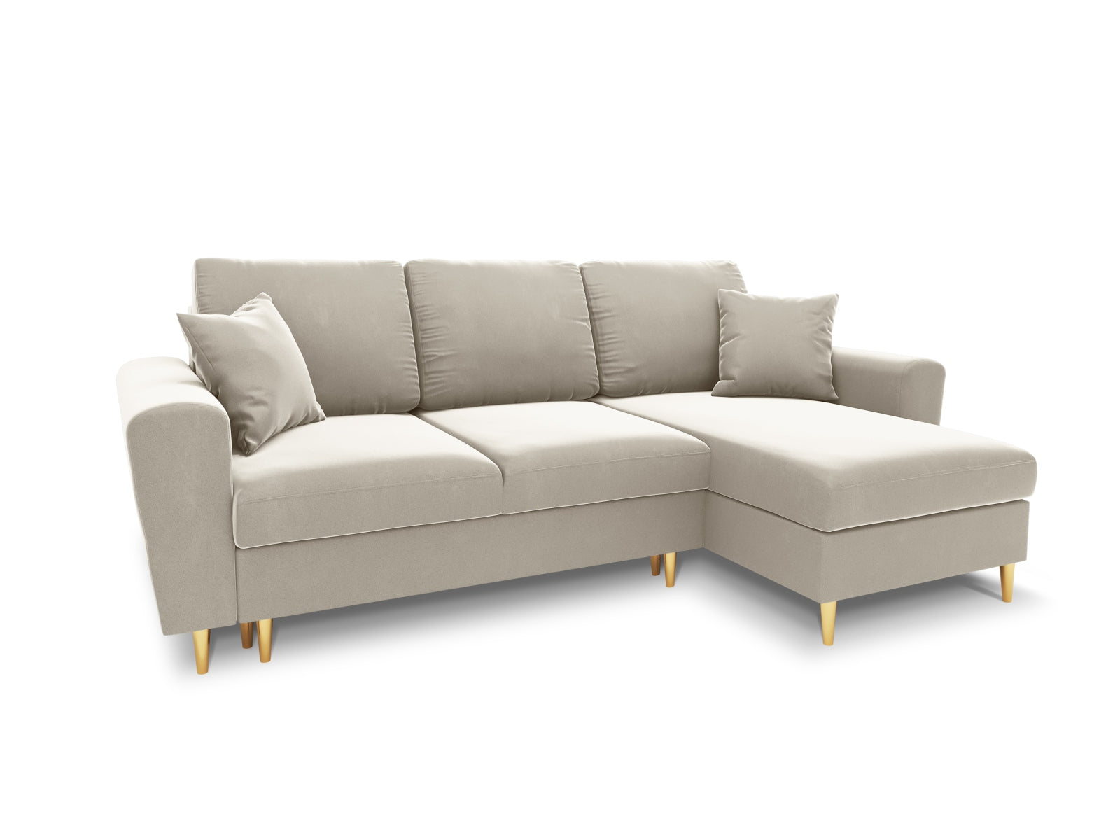 Kyoto Ecksofa mit Schlaffunktion und Stauraumbox 4 Sitzer 145cm in Light Beige-Riviera präsentiert im Onlineshop von KAQTU Design AG. Bettsofa rechts ist von Cosmopolitan Design