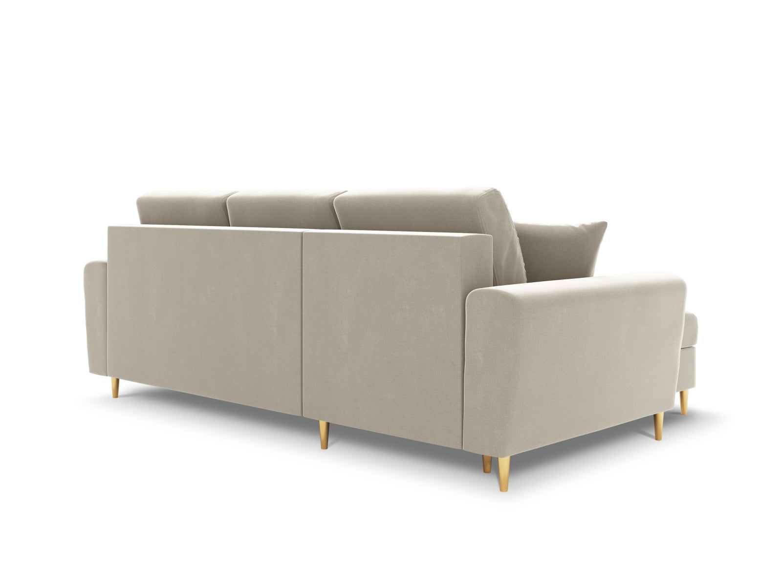 Stylisches Kyoto Ecksofa in Light Beige-Riviera, 4-Sitzer mit Schlaffunktion und Stauraum, ideal für moderne Wohnräume.