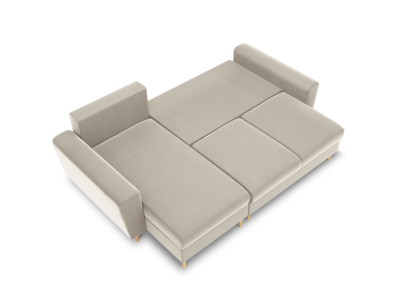 Elegantes Kyoto Ecksofa in hellem Beige, 4-Sitzer mit praktischer Schlaffunktion und Stauraum, perfekt für stilvolle Wohnzimmer.