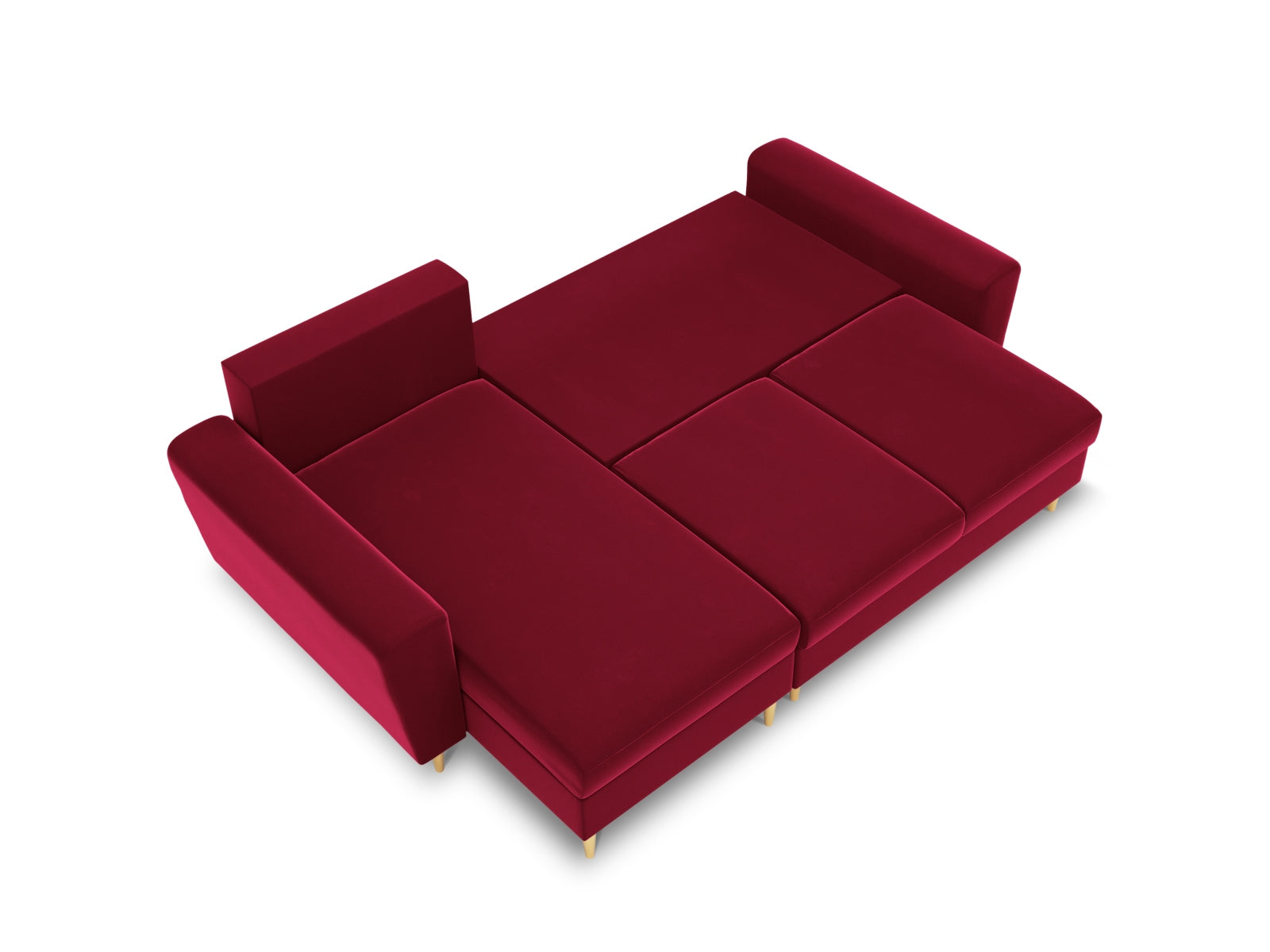 Elegantes Kyoto Ecksofa in Red-Riviera, 4-Sitzer mit Schlaffunktion und Stauraum, ideal für stilvolle Wohnräume.