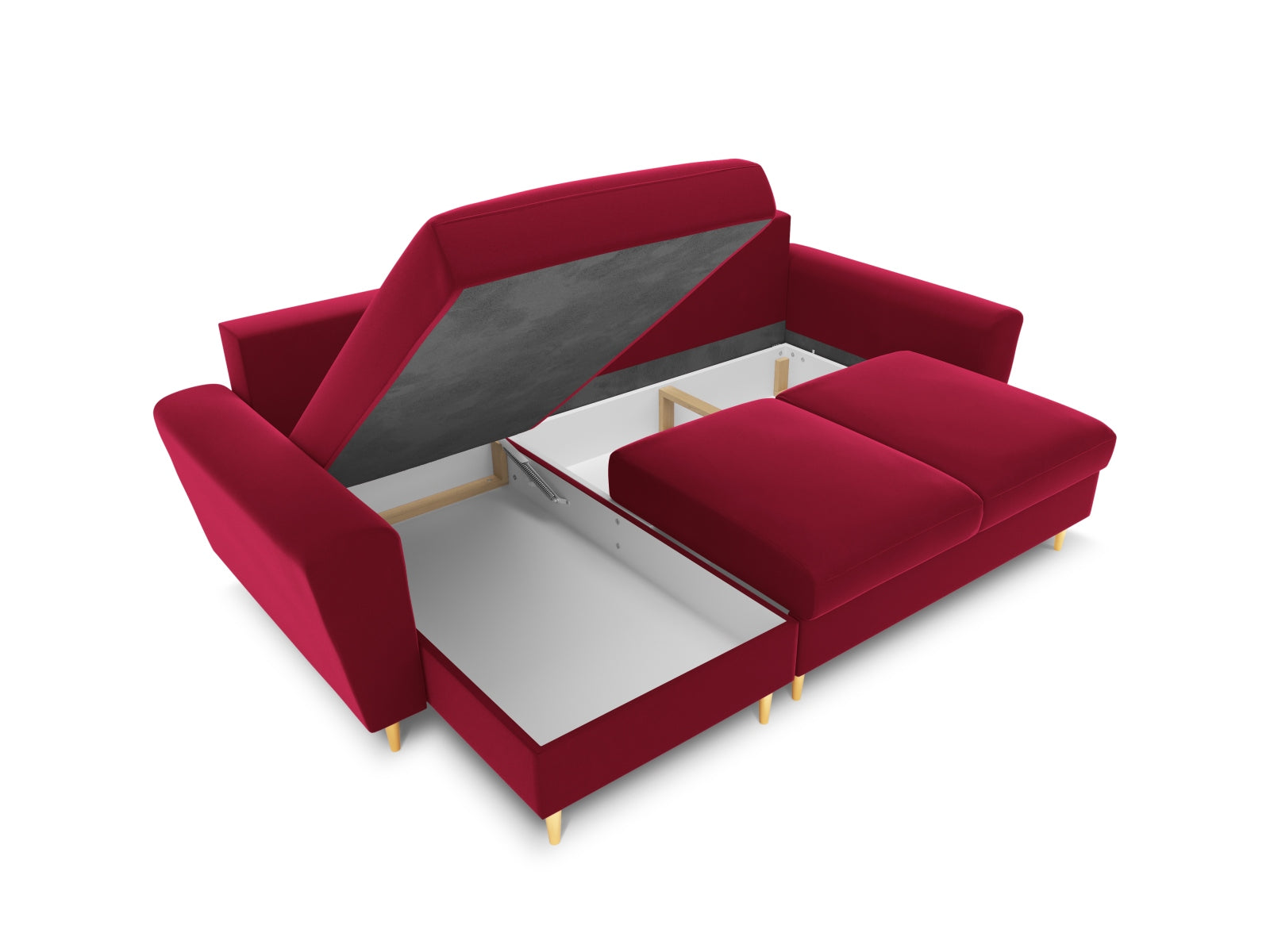 Modernes Kyoto Ecksofa in Red-Riviera, 4-Sitzer mit praktischer Schlaffunktion und Stauraum, perfekt für gemütliche Abende.