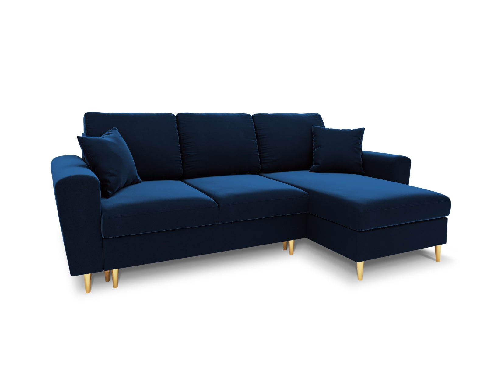 Kyoto Ecksofa mit Schlaffunktion und Stauraumbox 4 Sitzer 145cm in Royal Blue-Riviera präsentiert im Onlineshop von KAQTU Design AG. Bettsofa rechts ist von Cosmopolitan Design