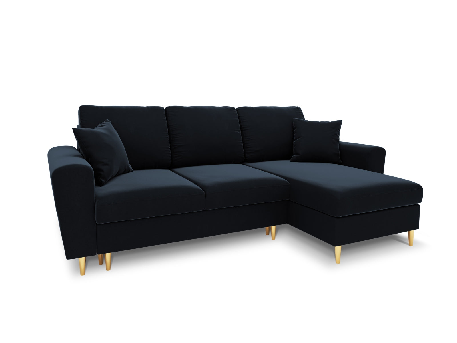 Kyoto Ecksofa mit Schlaffunktion und Stauraumbox 4 Sitzer 145cm in Dark Blue-Riviera präsentiert im Onlineshop von KAQTU Design AG. Bettsofa rechts ist von Cosmopolitan Design
