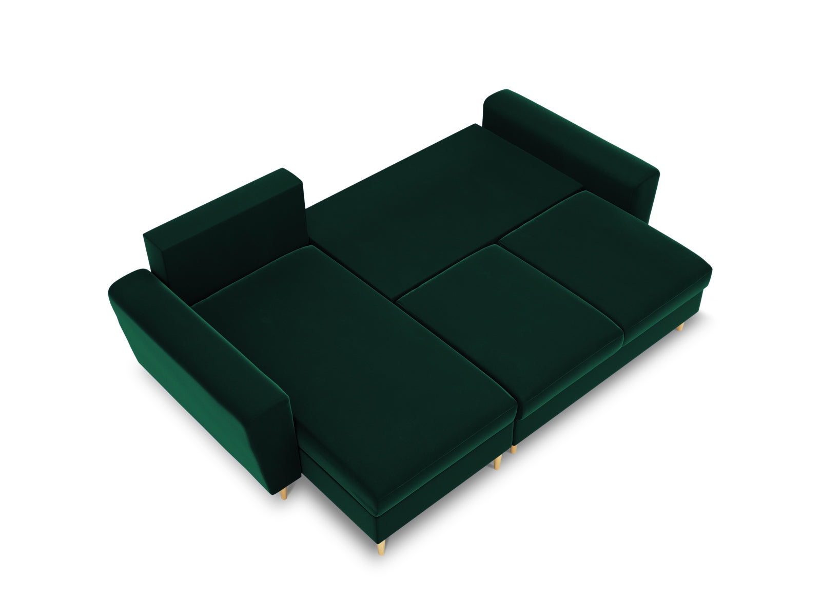 Elegantes Kyoto Ecksofa in Bottle Green-Riviera, 4-Sitzer mit Schlaffunktion und Stauraum, ideal für stilvolle Wohnräume.