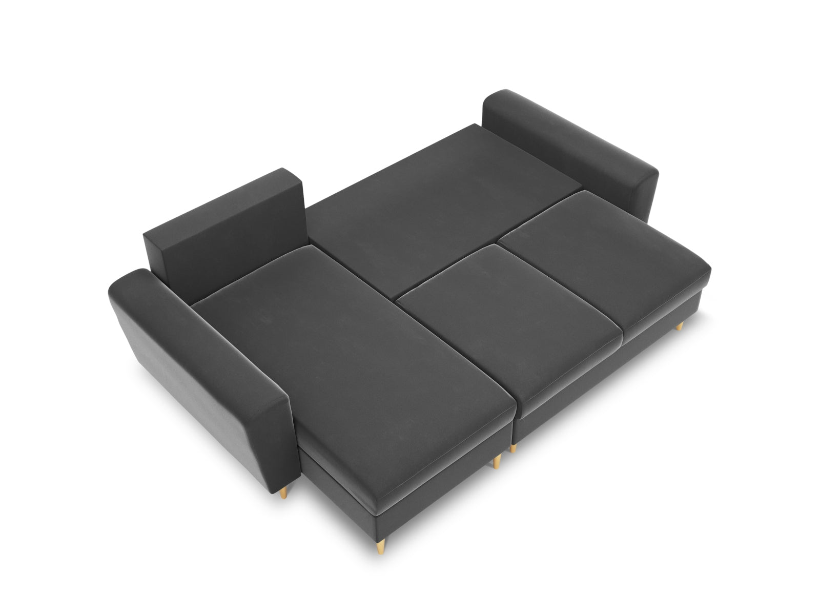 Stylisches Kyoto Ecksofa in Light Grey-Riviera, 4-Sitzer mit Schlaffunktion und Stauraum, ideal für moderne Wohnräume.