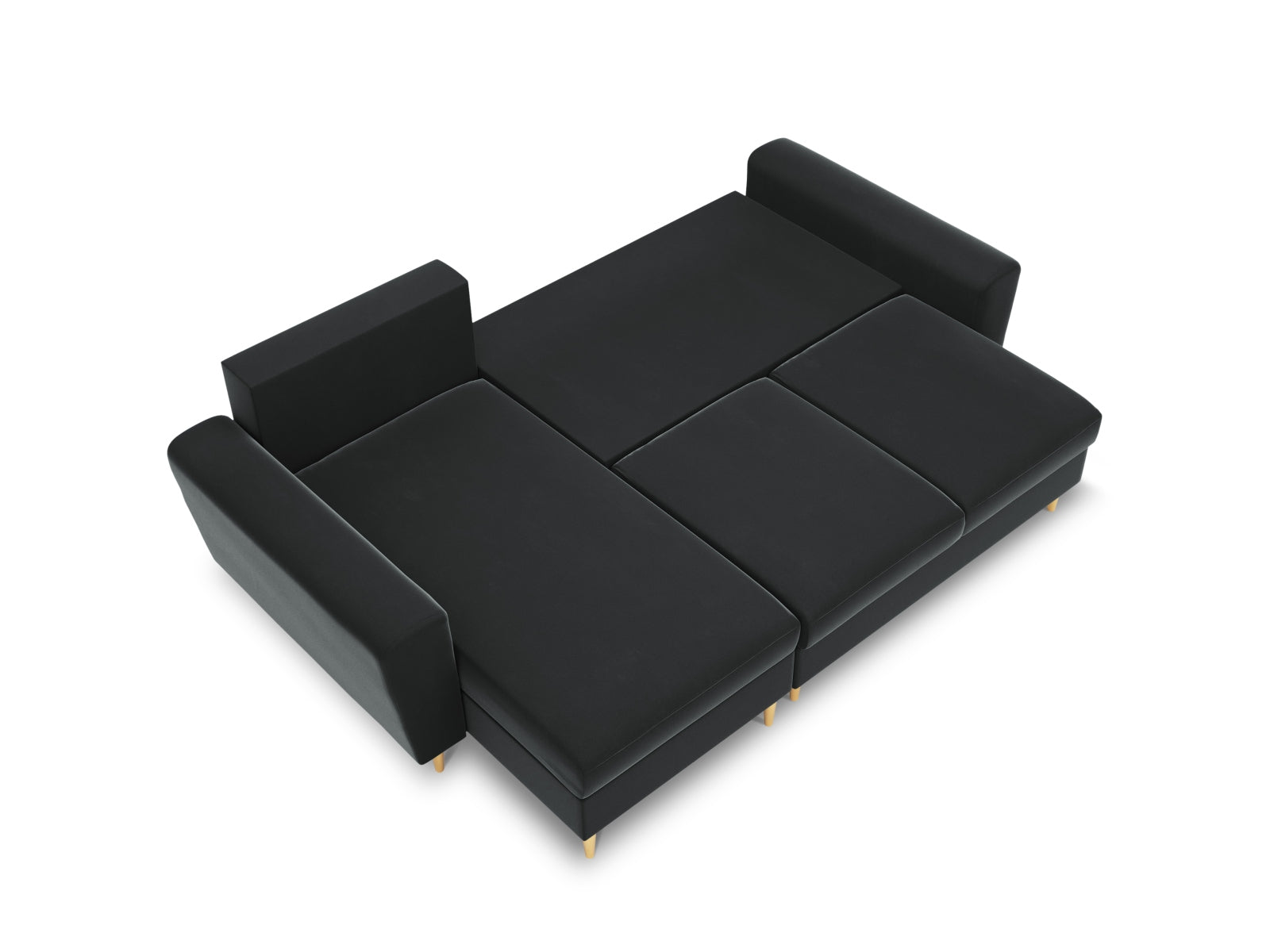 Stylisches Kyoto Ecksofa in Dunkelgrau mit Schlaffunktion und Stauraum, ideal für moderne Wohnräume, präsentiert von Cosmopolitan Design.